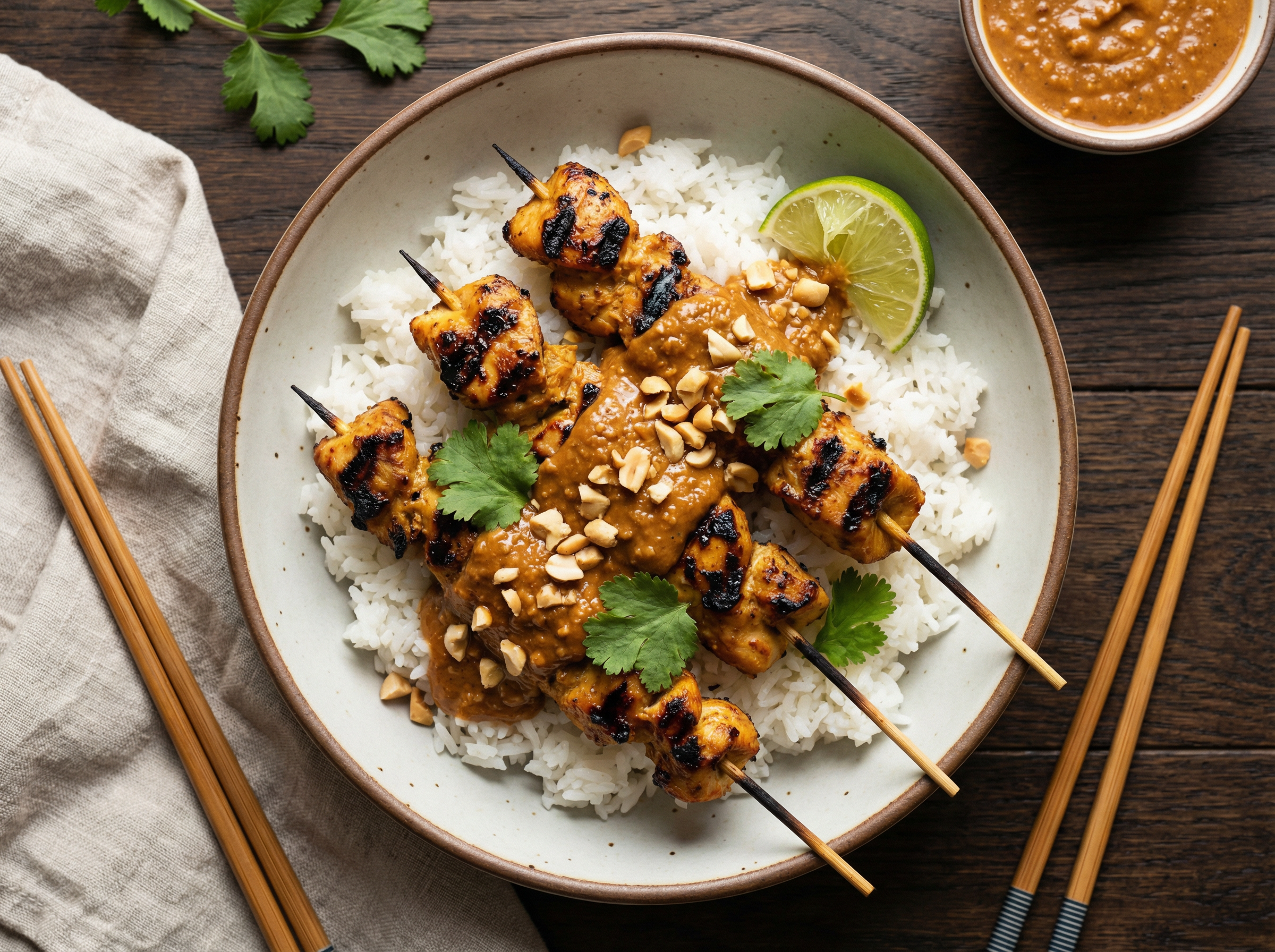 Satay Chicken with Brown Rice