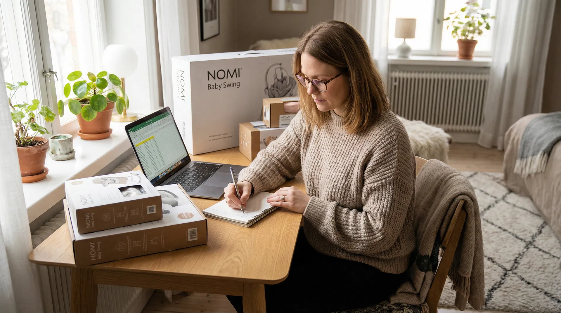 Sofie noterer testresultater