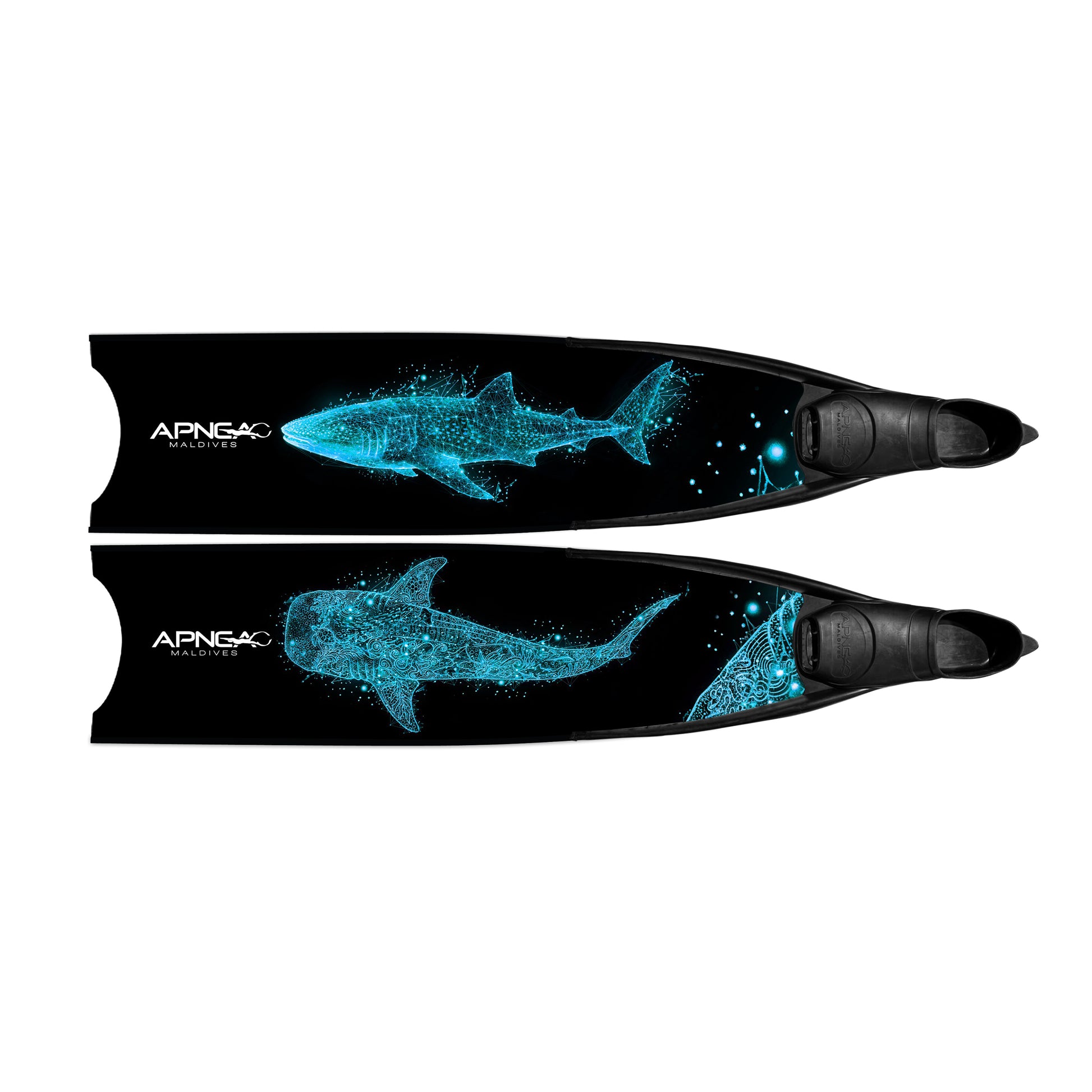 Apnea Fins Blade Redhan — Black composite blade with whale shark artwork