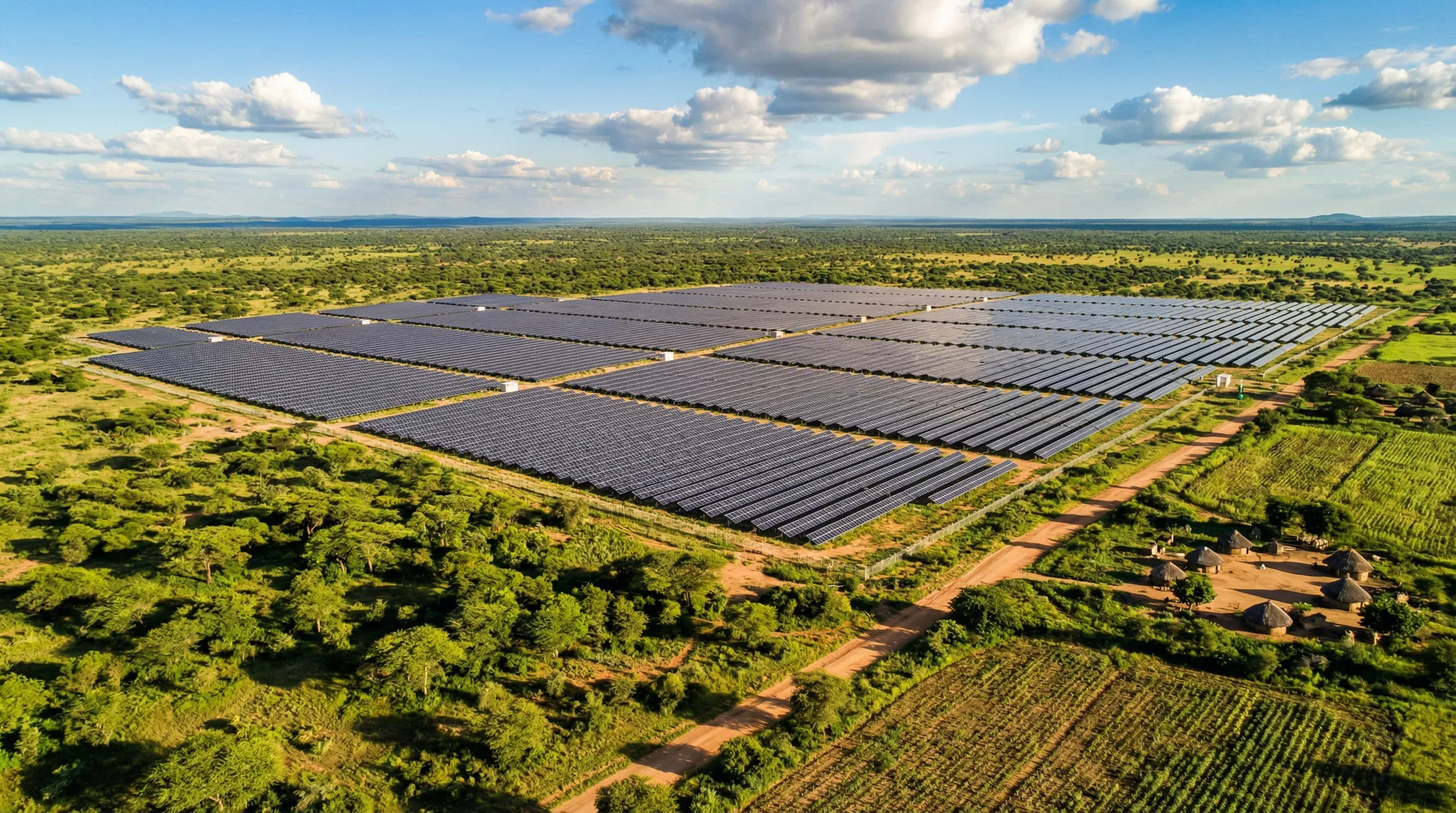 Solar farm panoramic view
