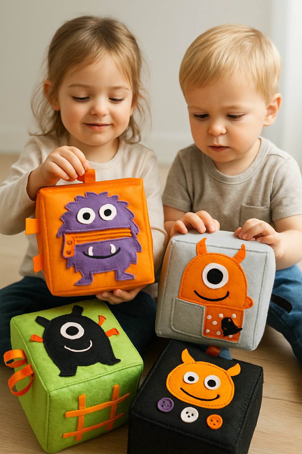 Cubos Sensoriais de Monstrinhos Interativos