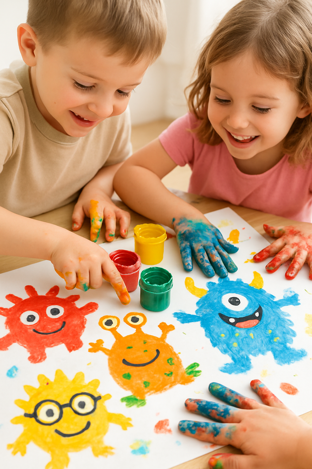 Pintura a Dedo de Monstrinhos Coloridos