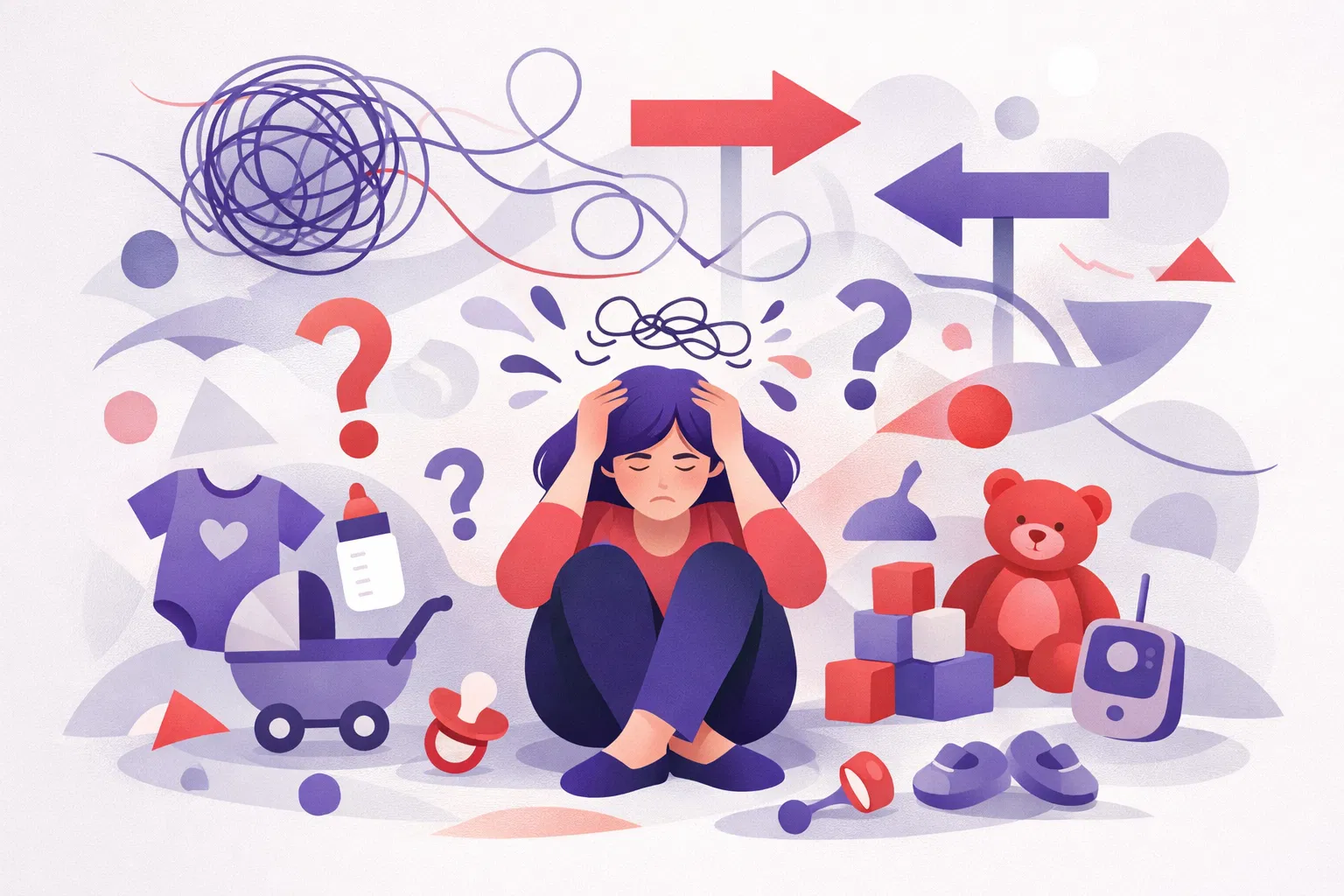 Confused mother with contradictory layette lists