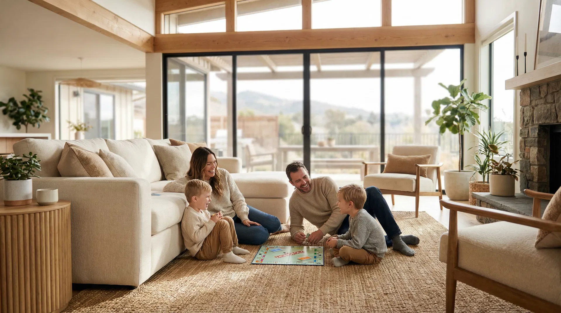 Family in spacious home