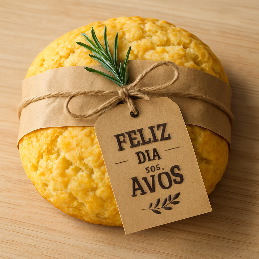 Broa de Fubá e Queijo Minas com Embalagem e Tag