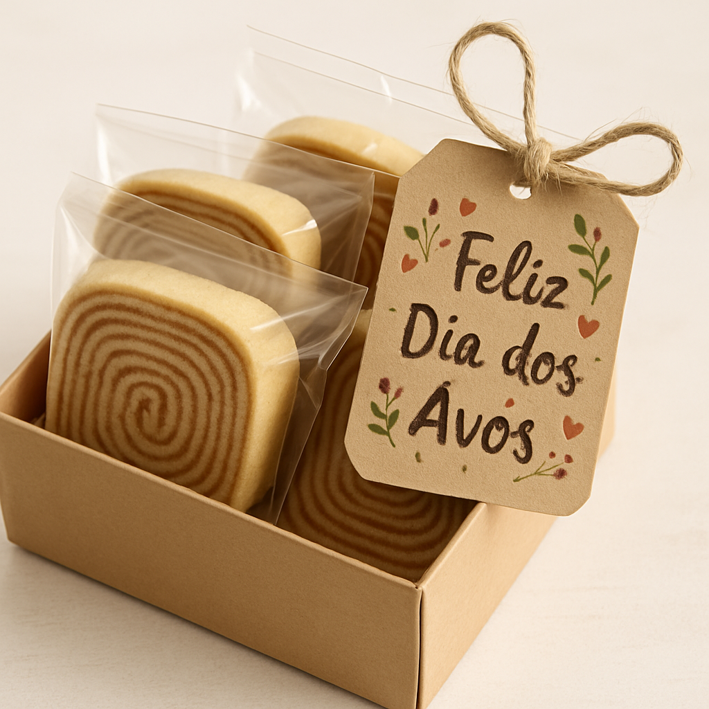 Mini Bolo de Rolo com Embalagem e Tag