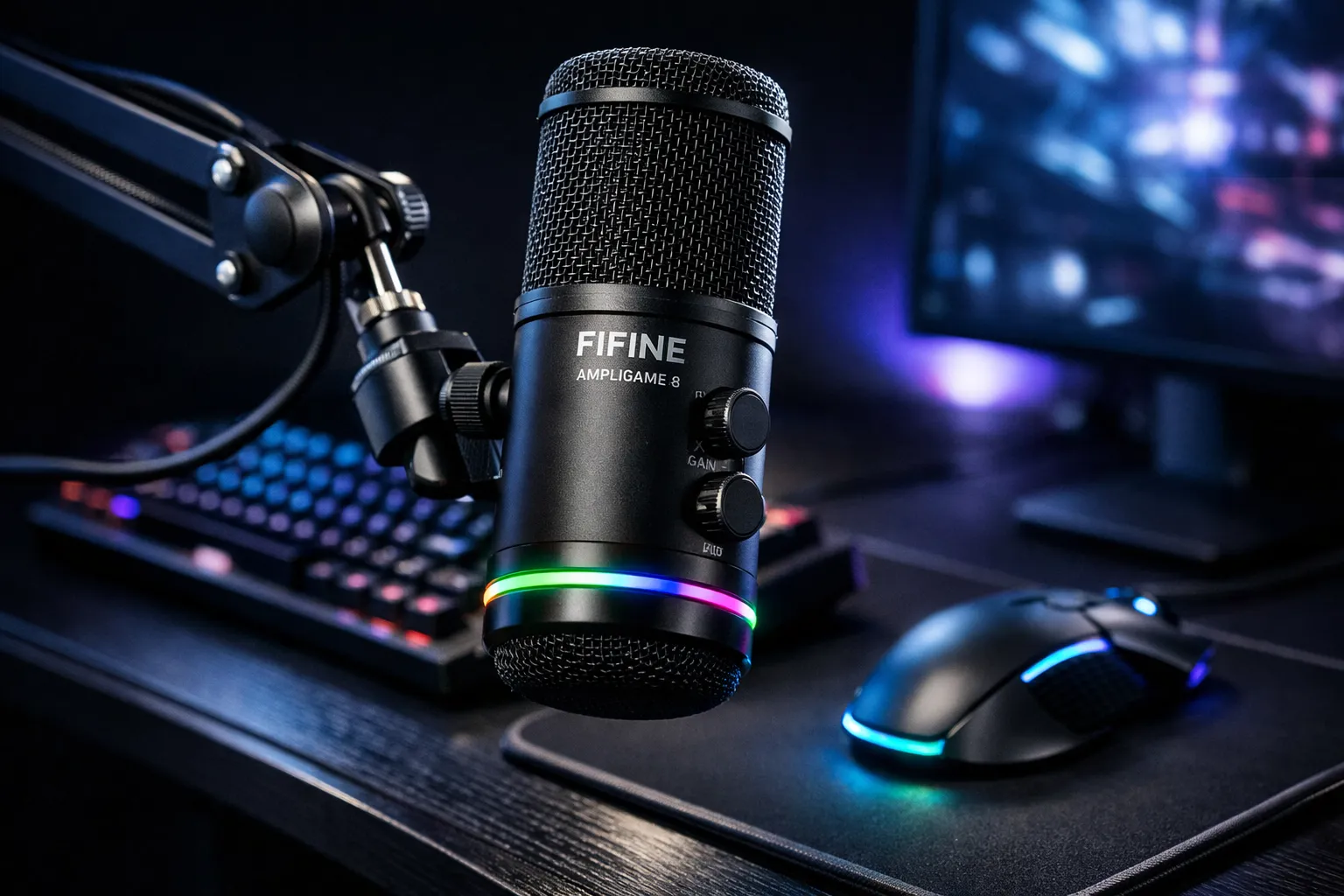 Microfone FIFINE AM8 em Braço Articulado para Streaming