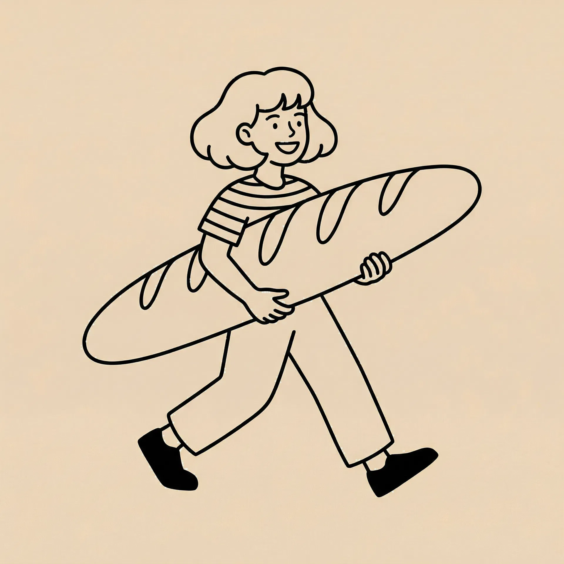 Person carrying giant baguette