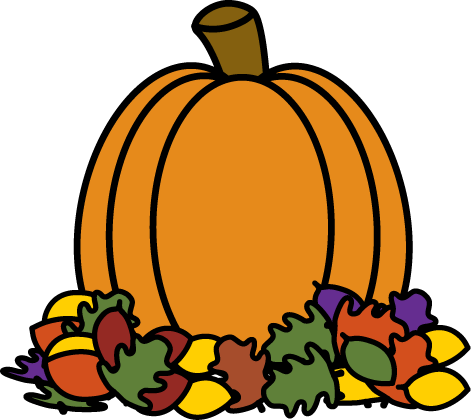 Pumpkin and Leaves Clip Art Preview