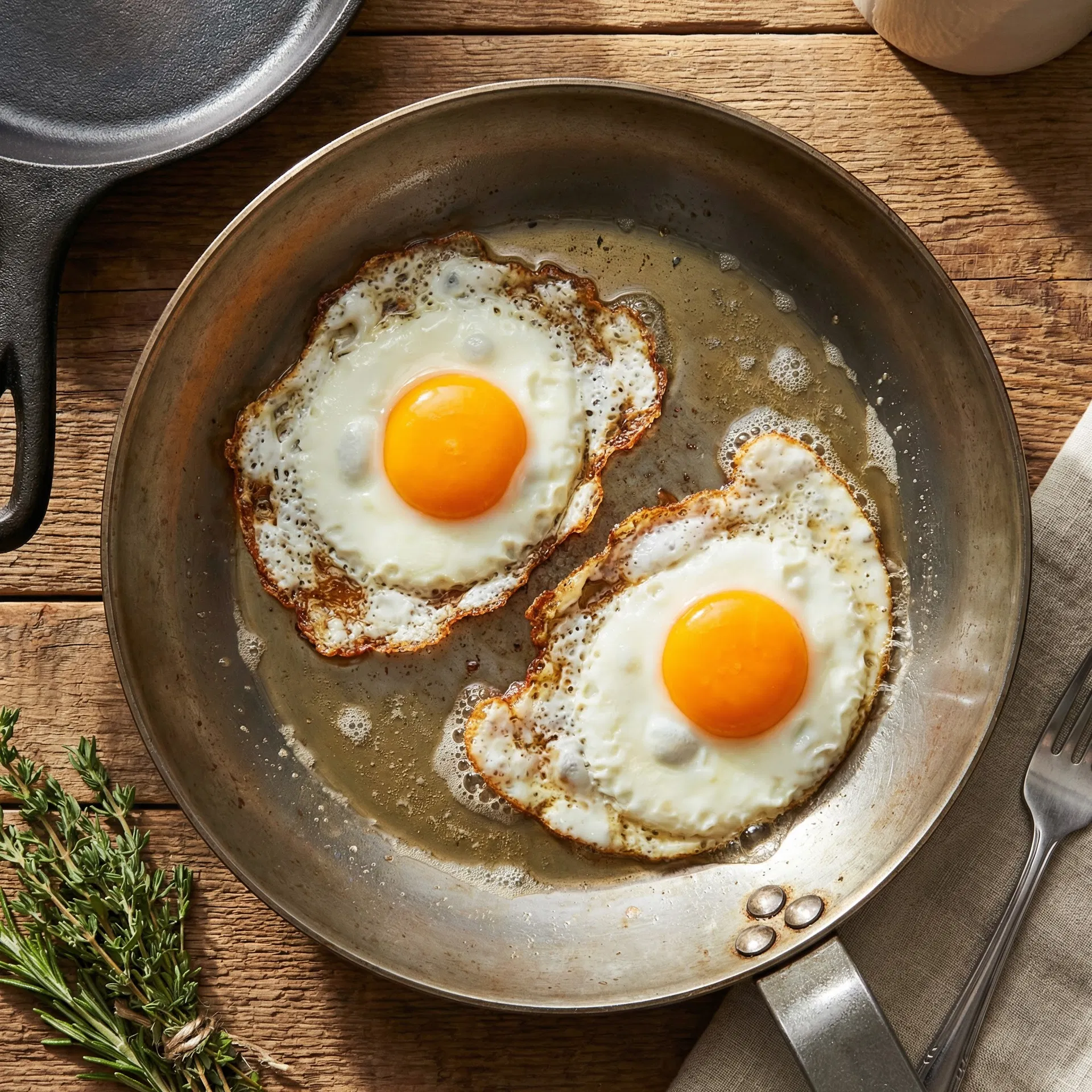 Eggs frying in tallow