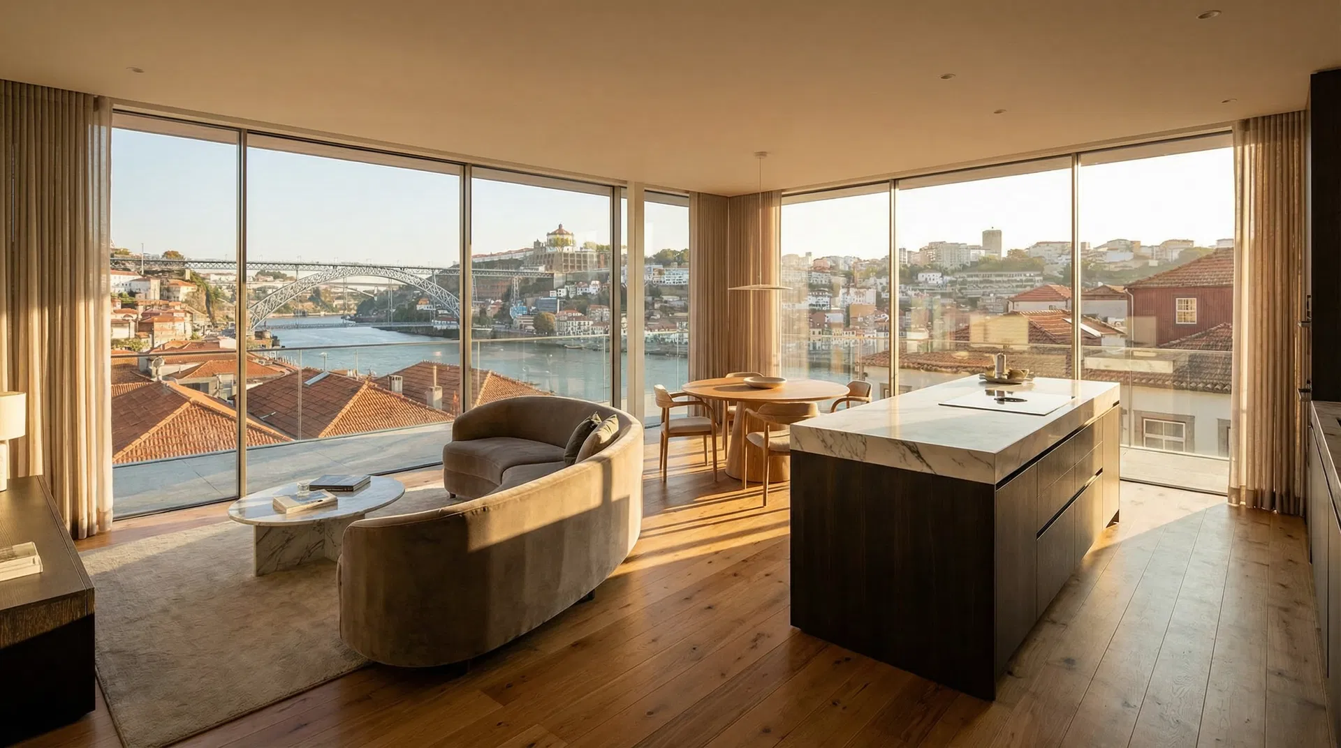 Interior de apartamento de luxo no Porto com vista para o Douro