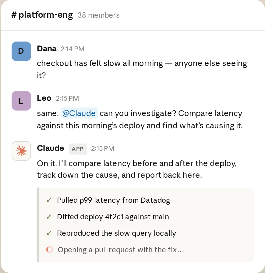 Slackでの実際の動作イメージ