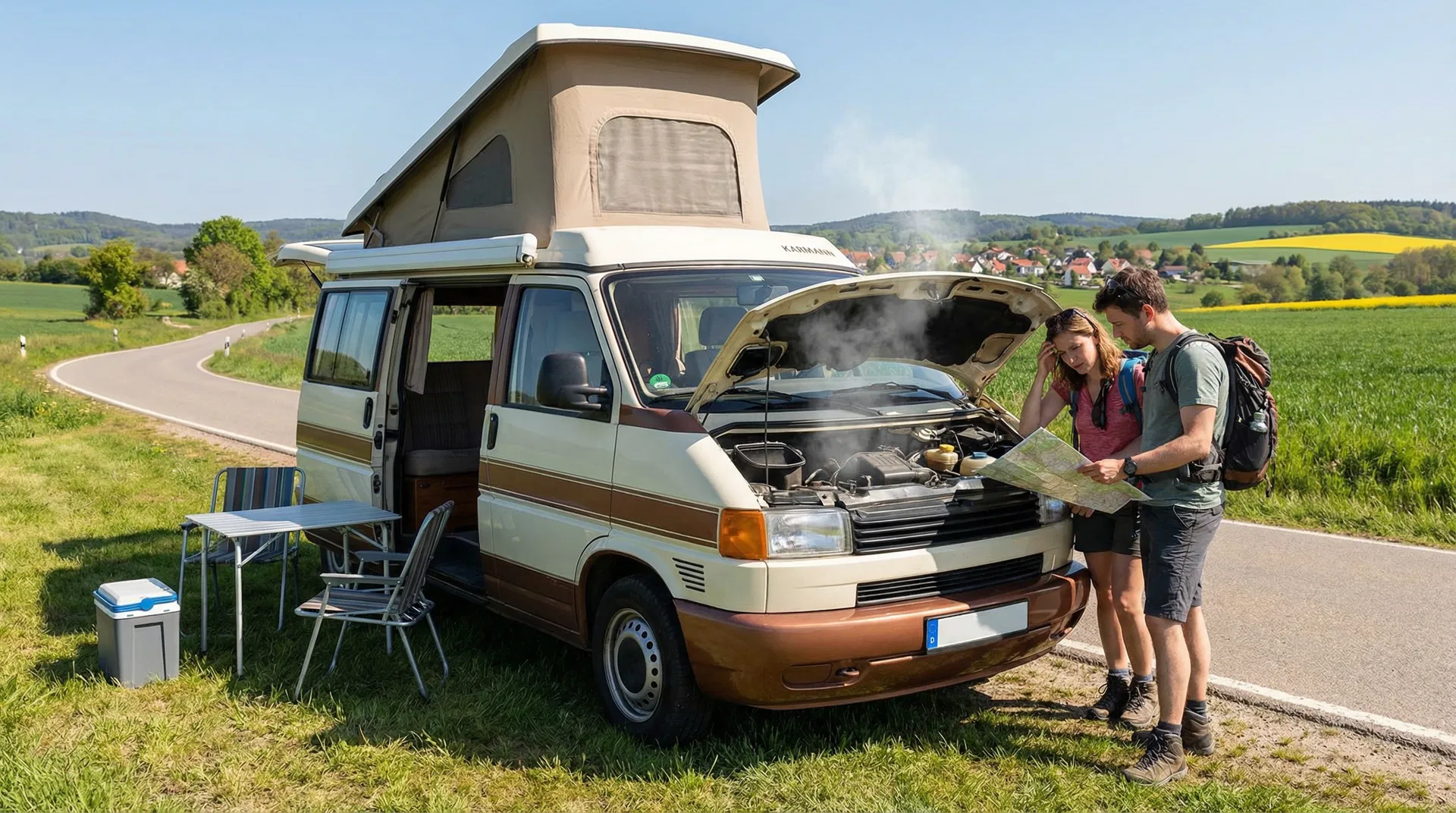 Wohnmobil Panne am Straßenrand