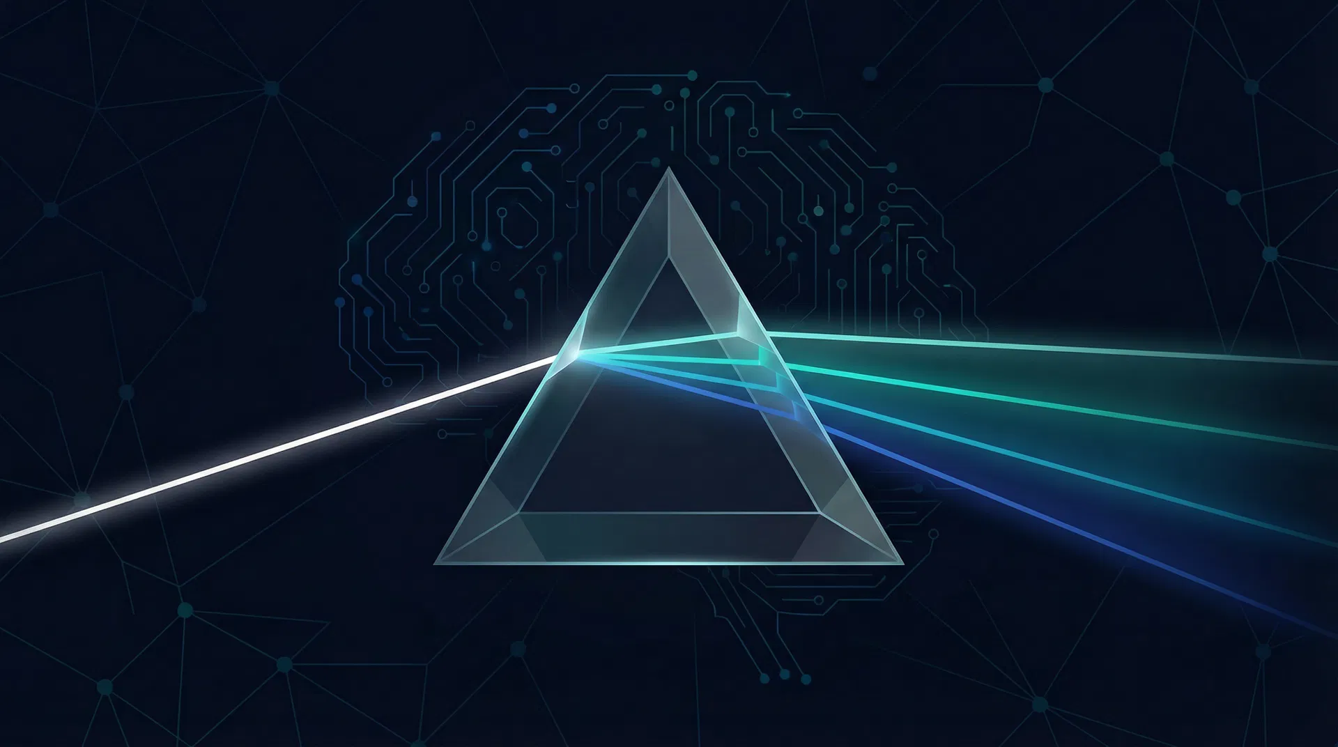 Prysm AI — light passing through a prism to reveal AI model internals