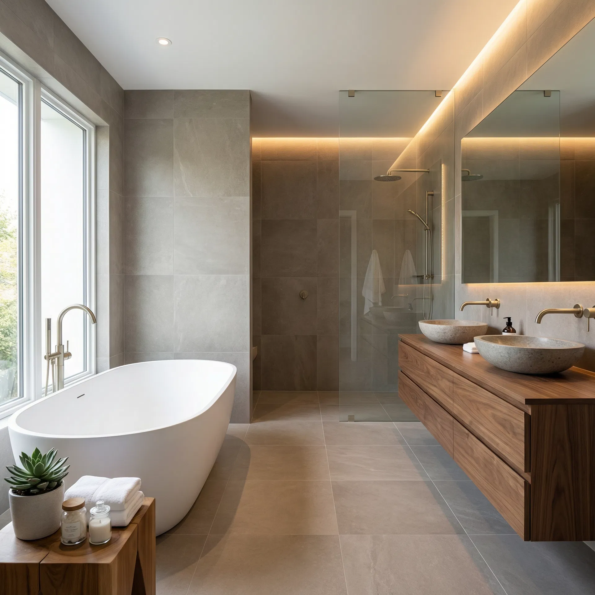 Remodelación de baño tipo spa con acabados premium en La Paz BCS por Remodelaciones Profesionales