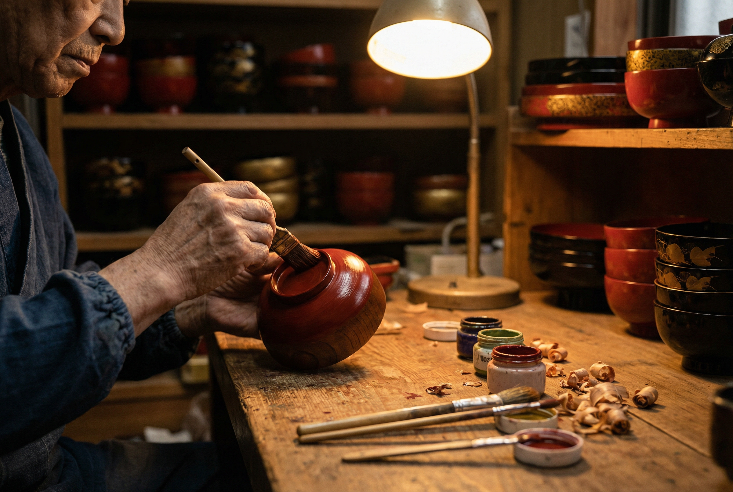 Artesão de laca em Aizu