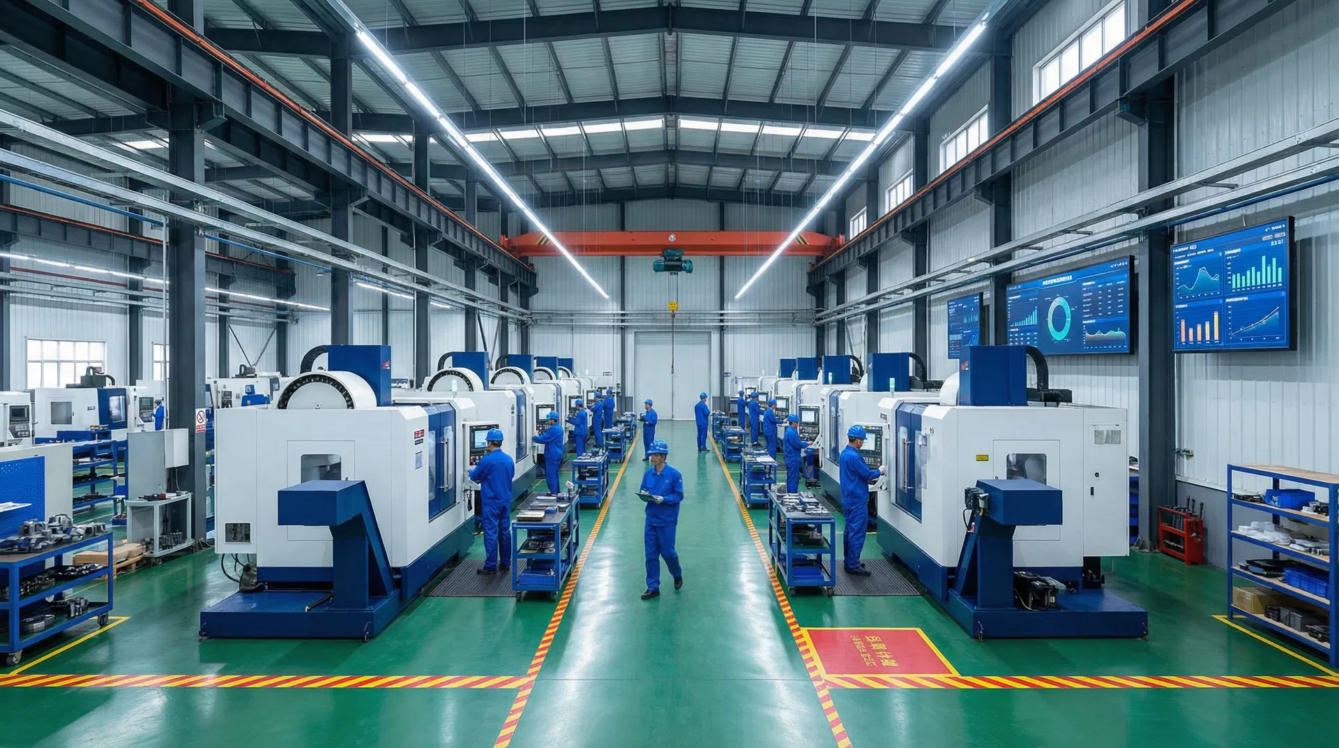 Modern China Manufacturing Facility with CNC machines and organized production floor