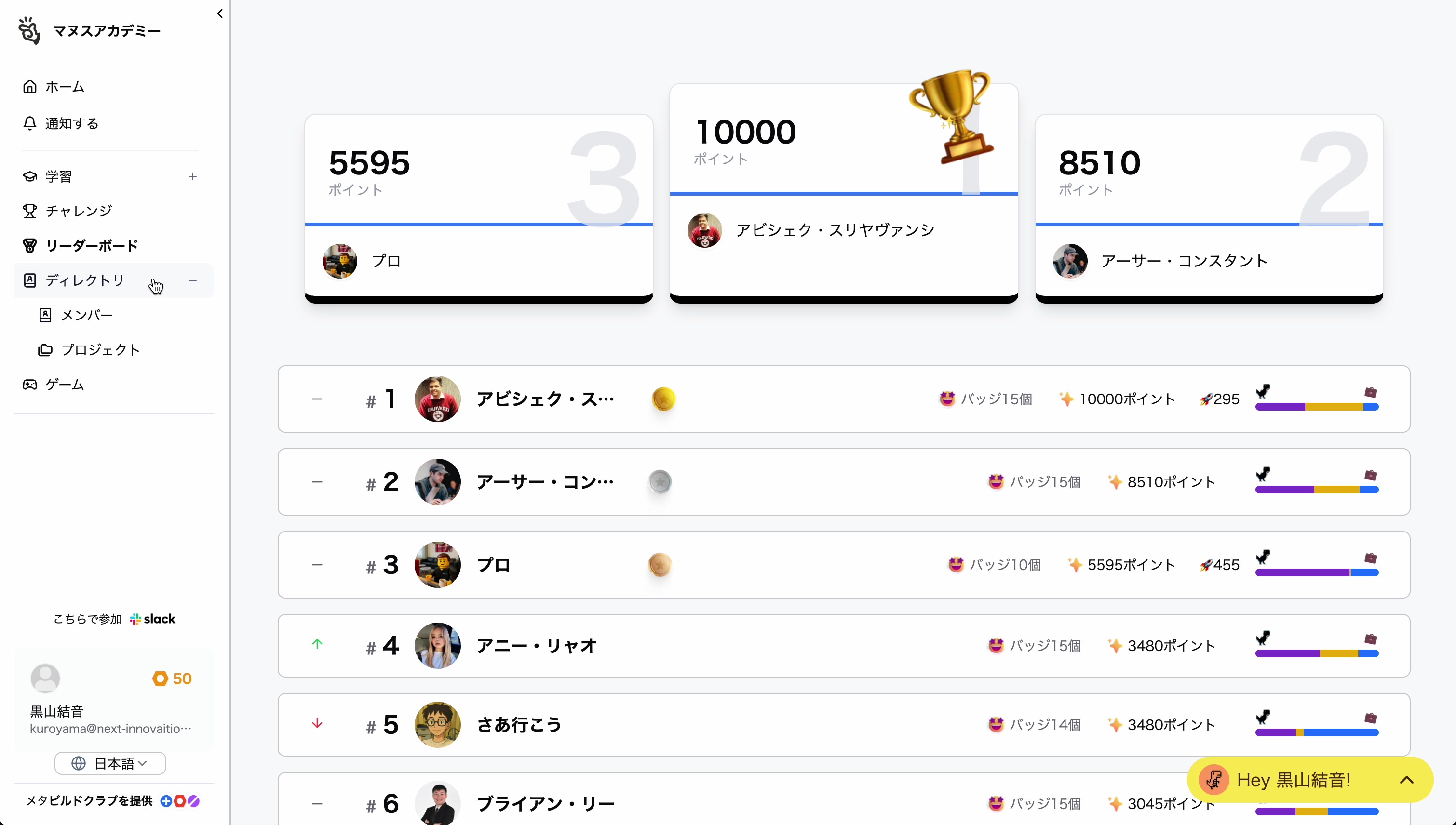 リーダーボード