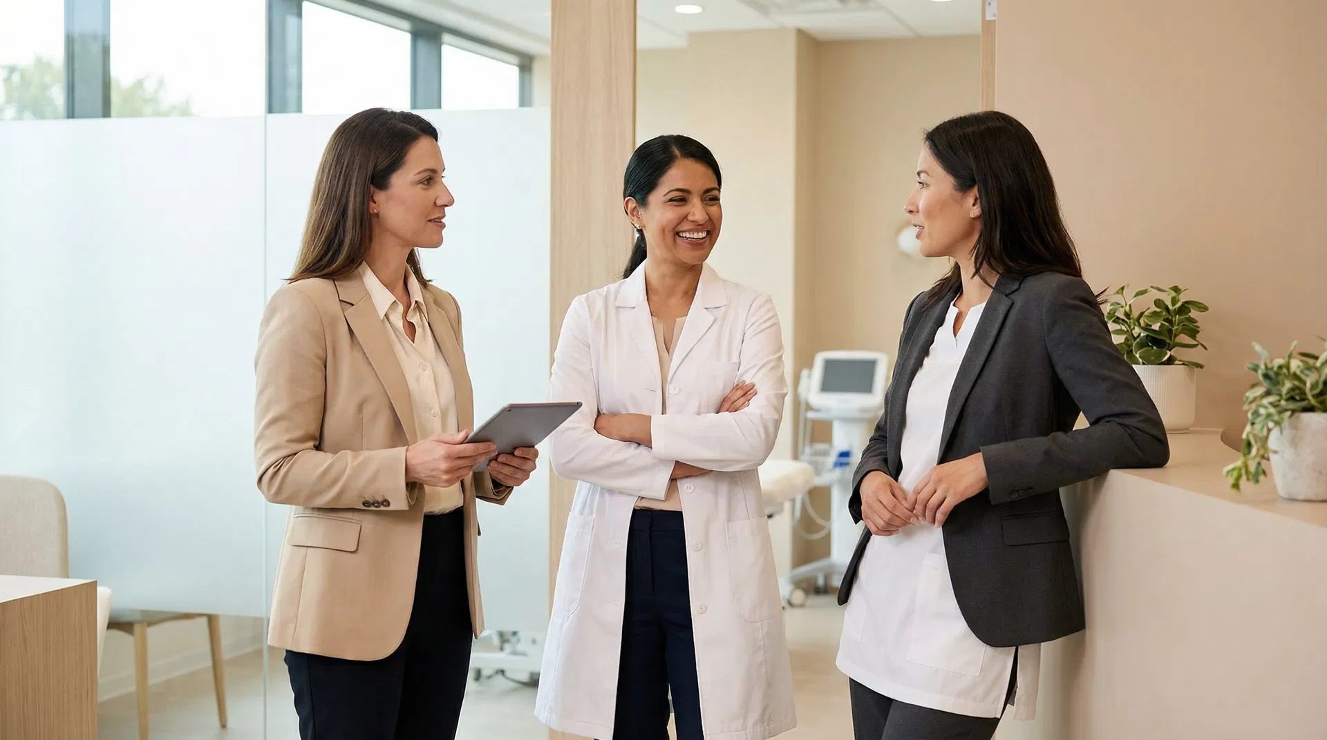 Profissionais de estética em ambiente corporativo