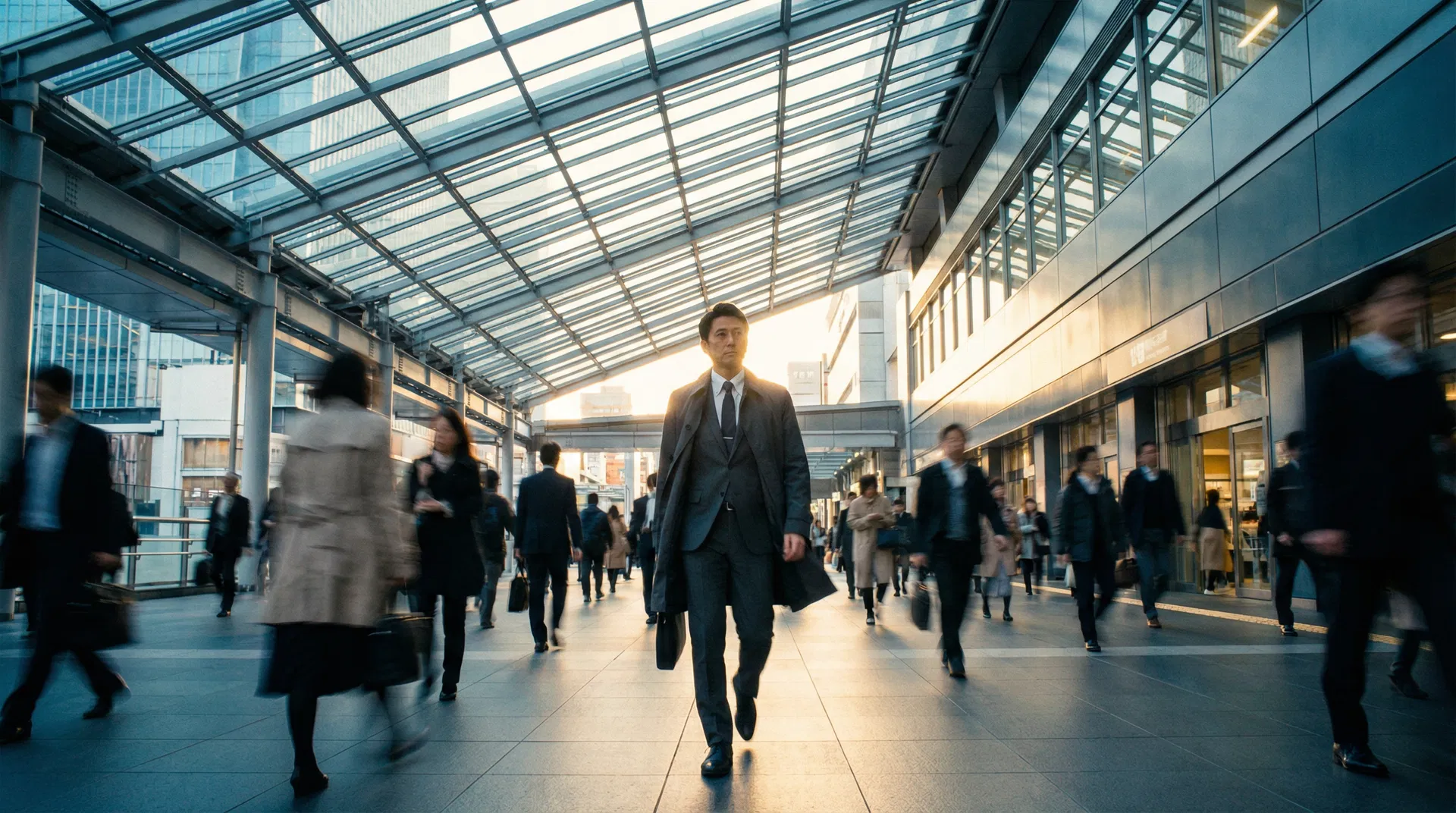 東京の駅を歩くビジネスマン