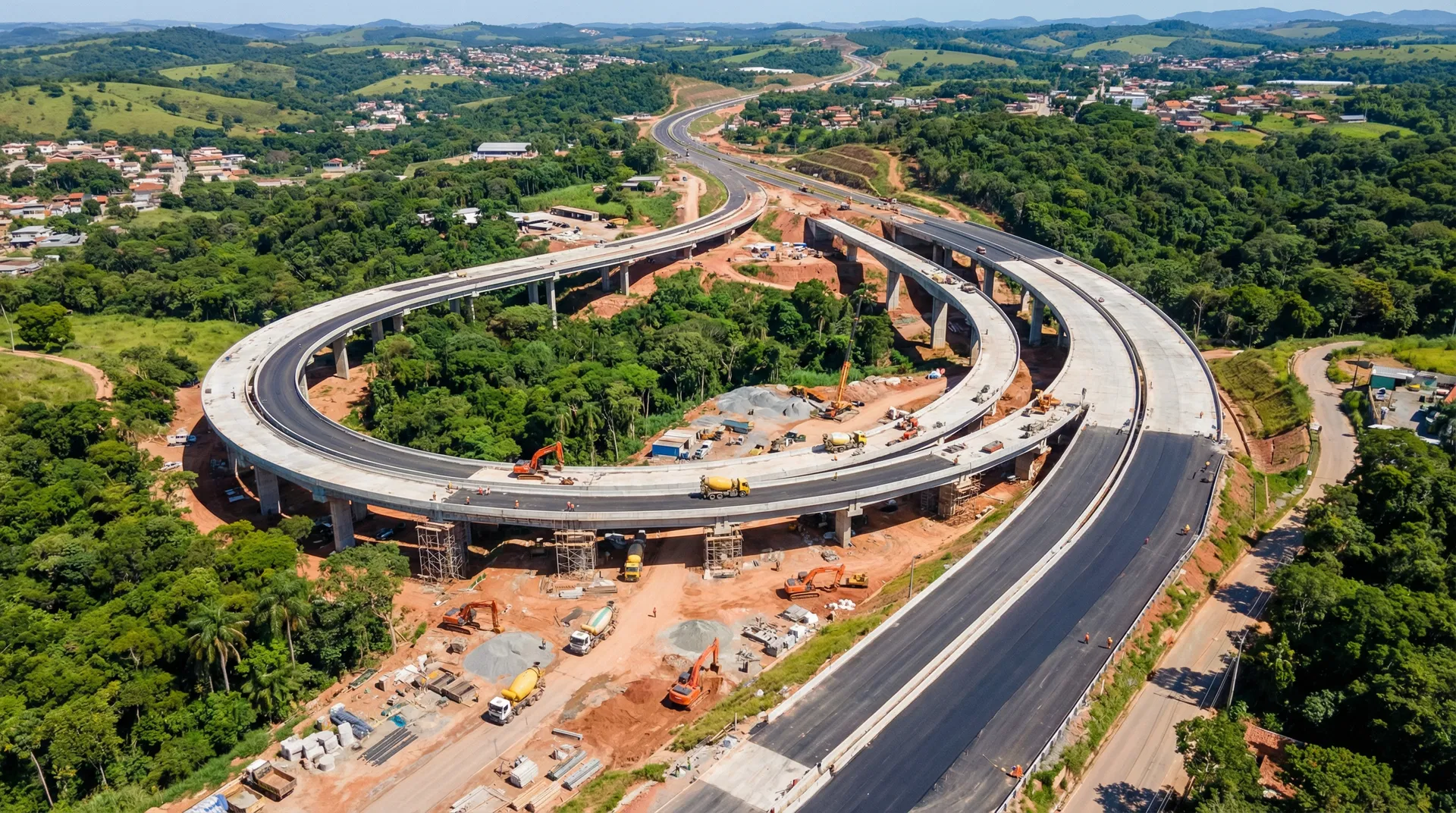 Viaduto rodoviário em construção - infraestrutura
