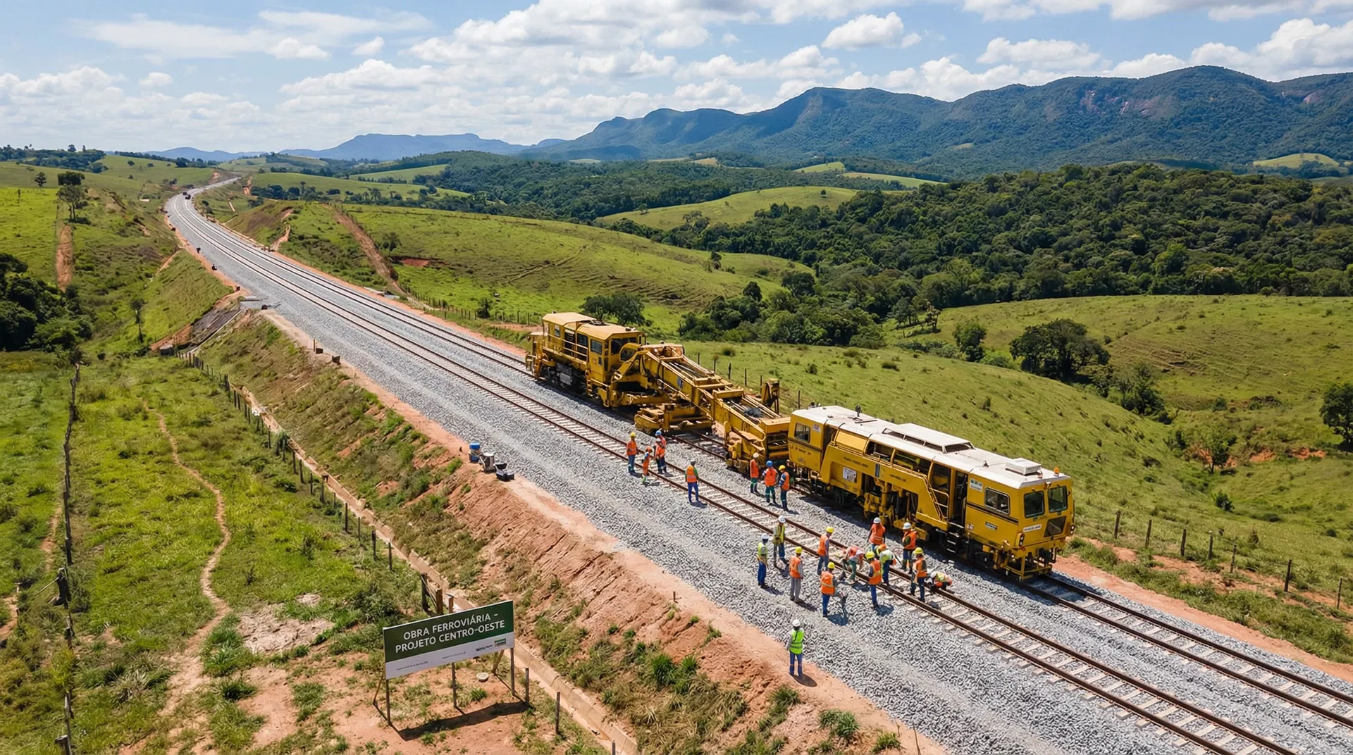 Obra ferroviária em construção