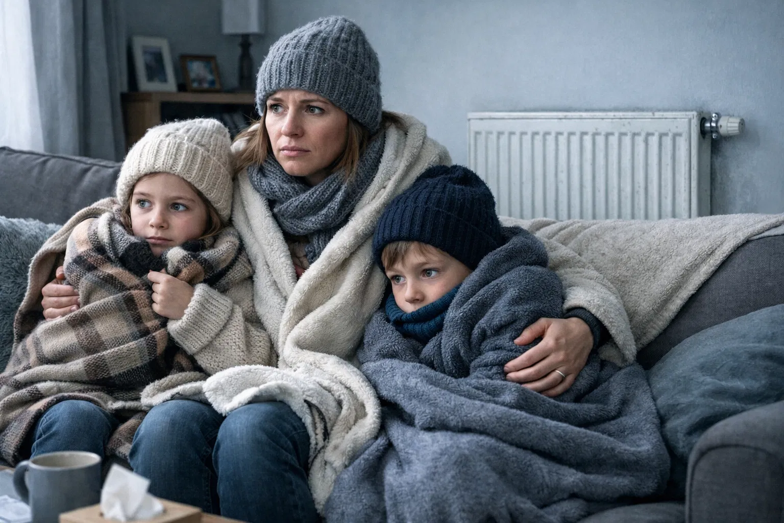 Family suffering from a boiler breakdown