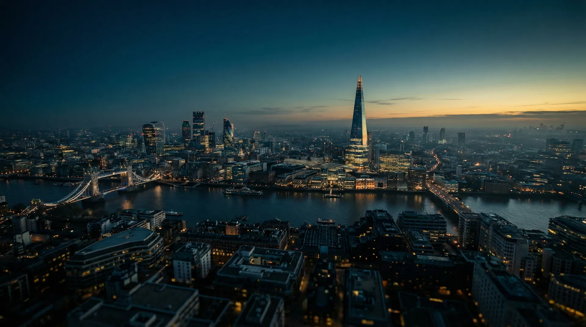 London city skyline at dusk