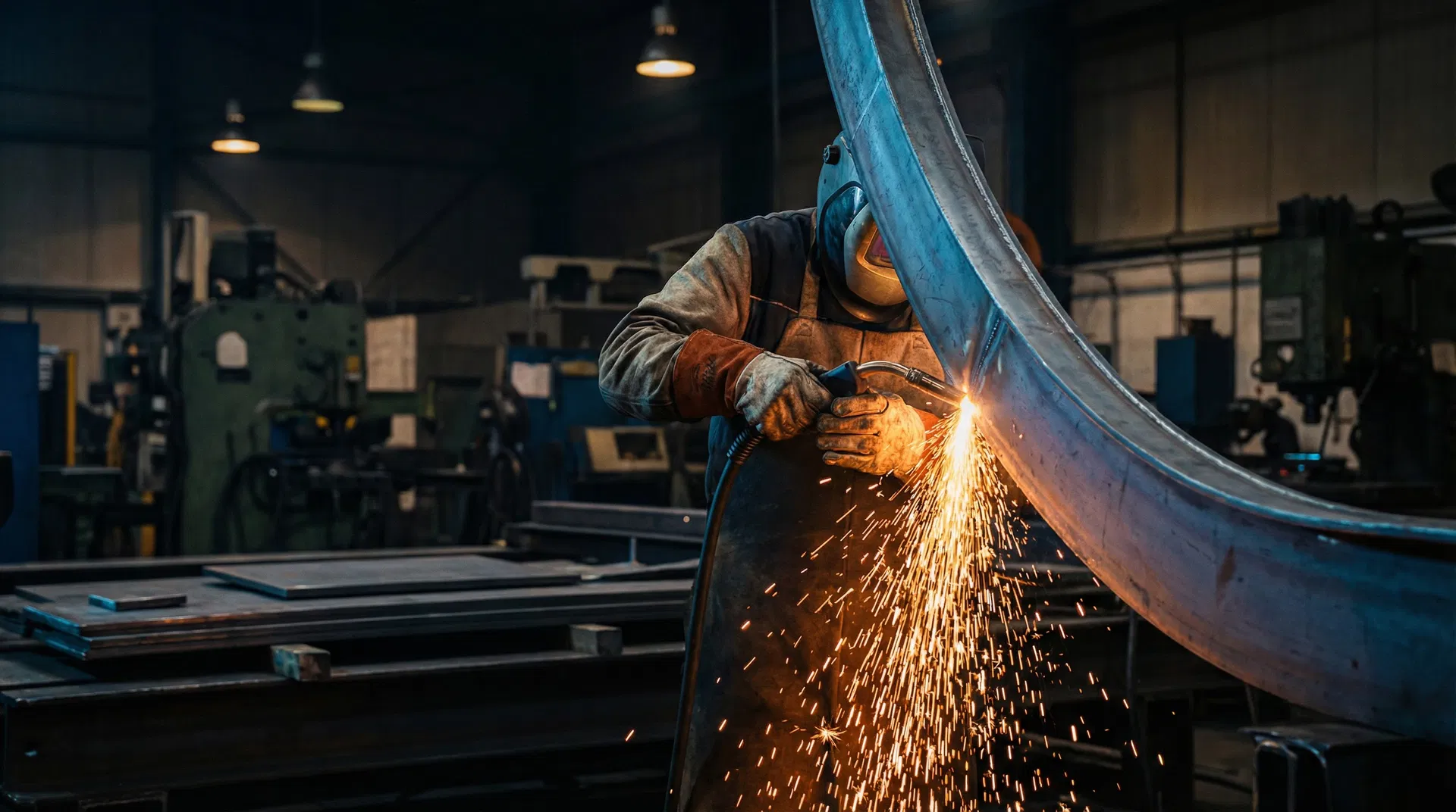 Precision metal fabrication with welding sparks