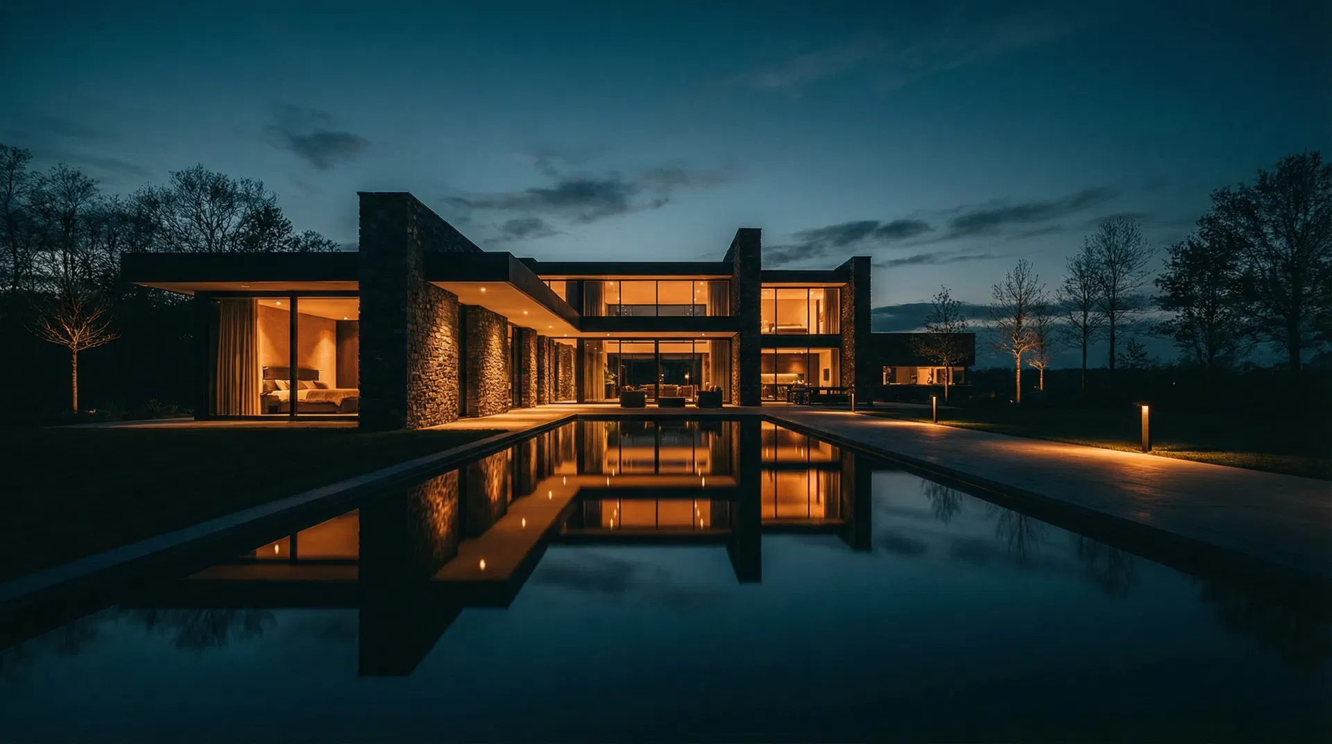 Luxury home at twilight