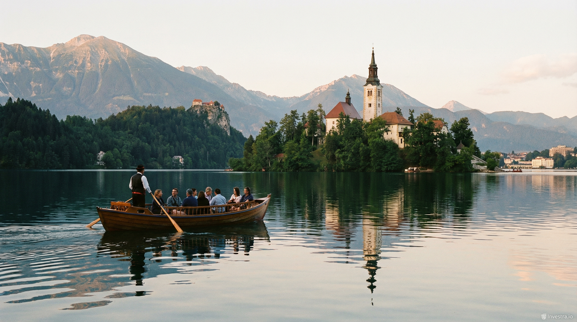 Traditional pletna boat on Lake Bled