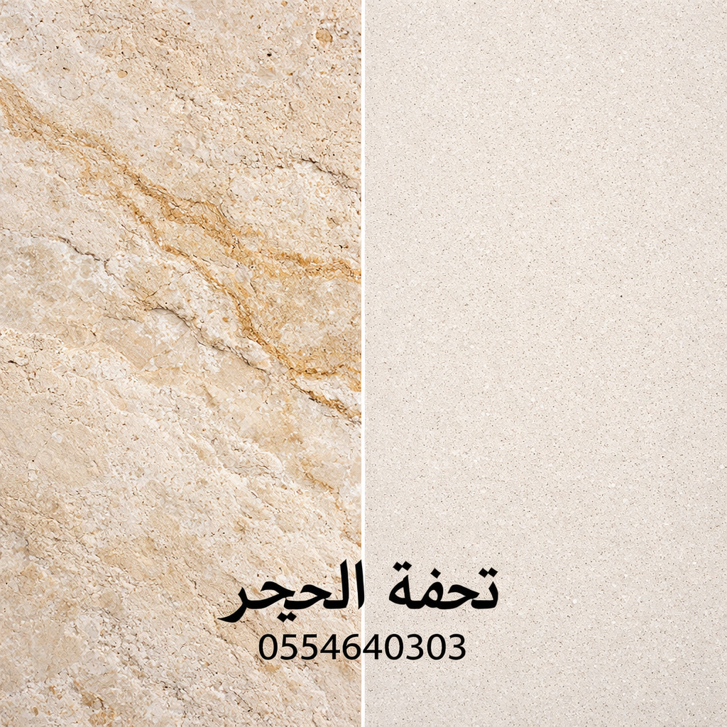 مقارنة عينات الحجر الطبيعي والصناعي