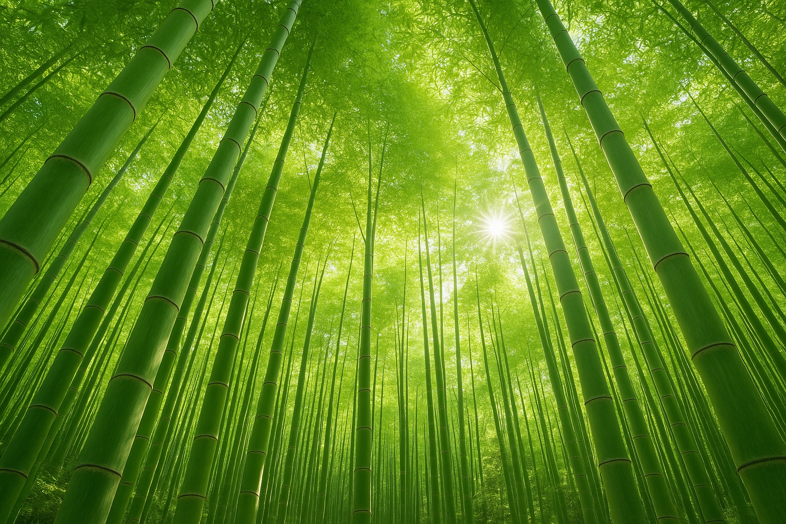 Lush green bamboo forest