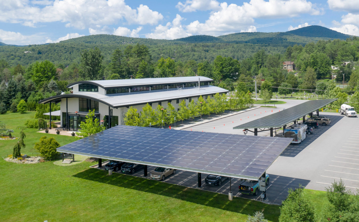 Solar panels on a company building