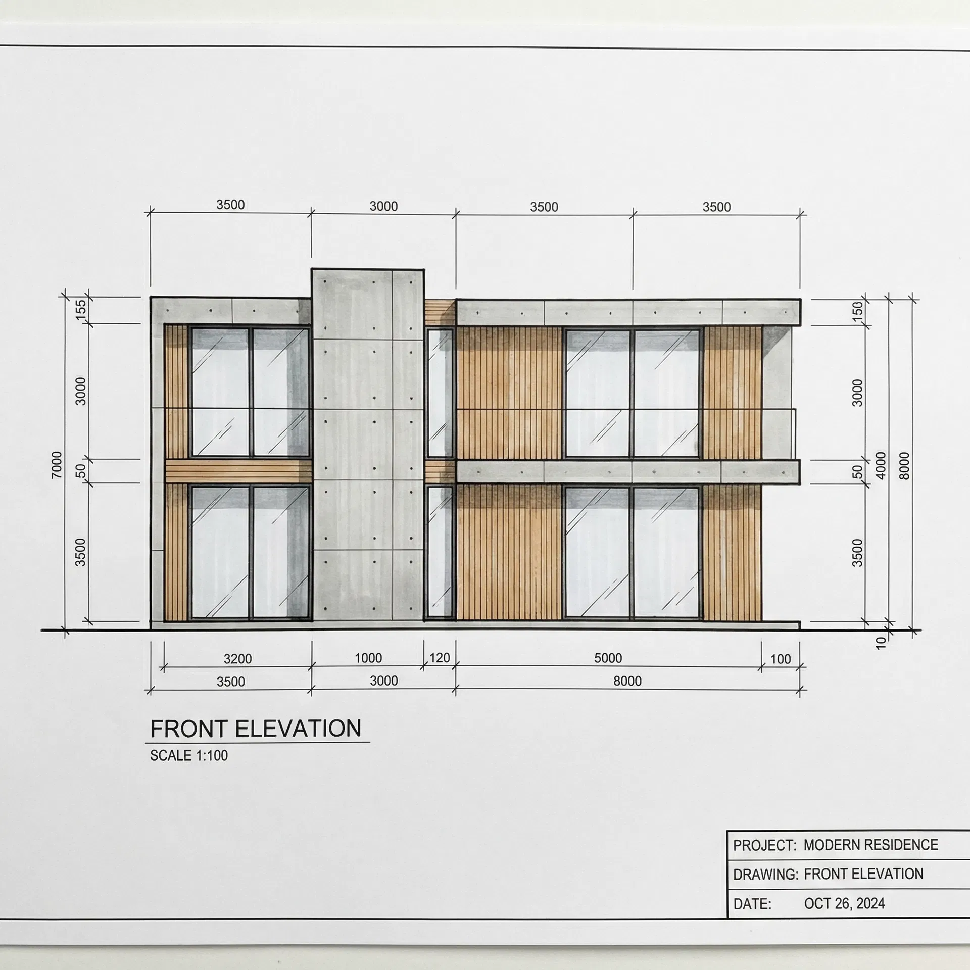 Elevação Frontal — a fachada como manifesto da filosofia de design: honestidade material e proporção. #fachada