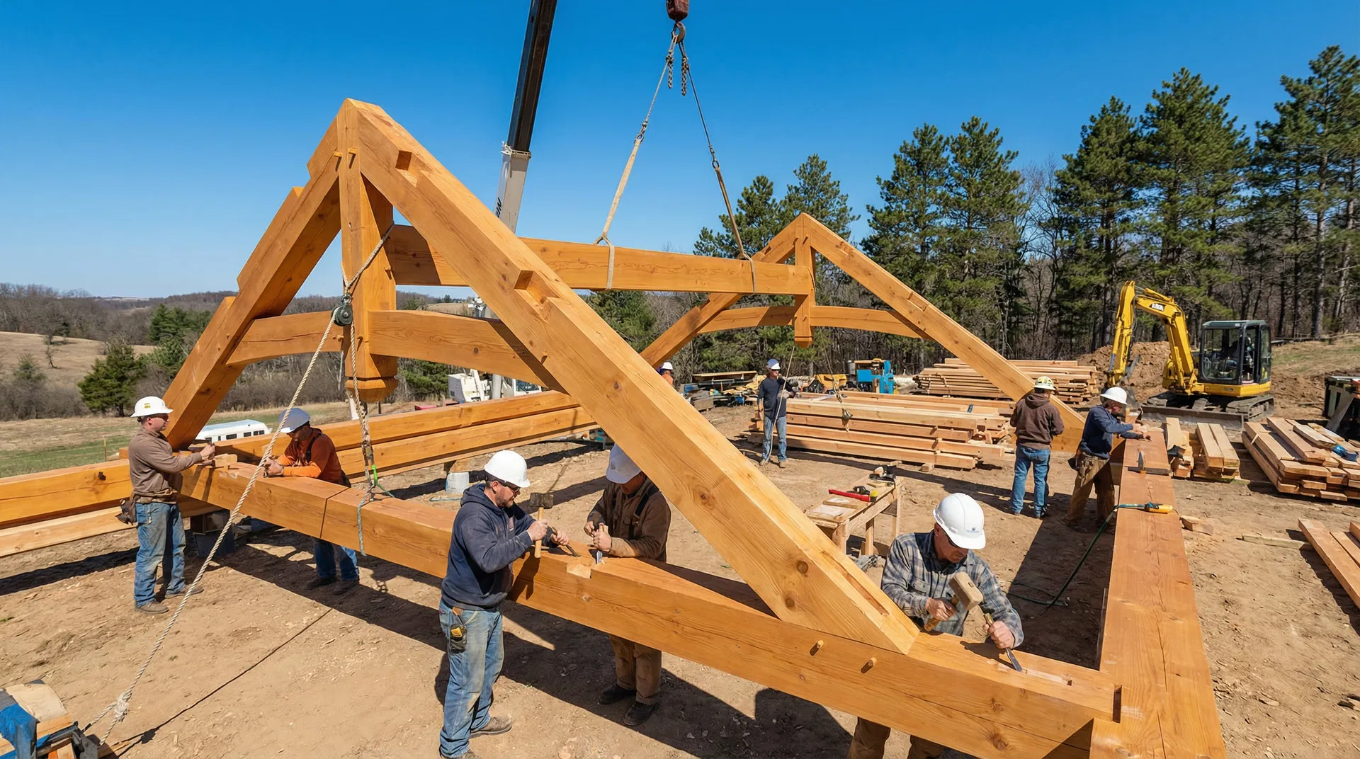 Log cabin construction process