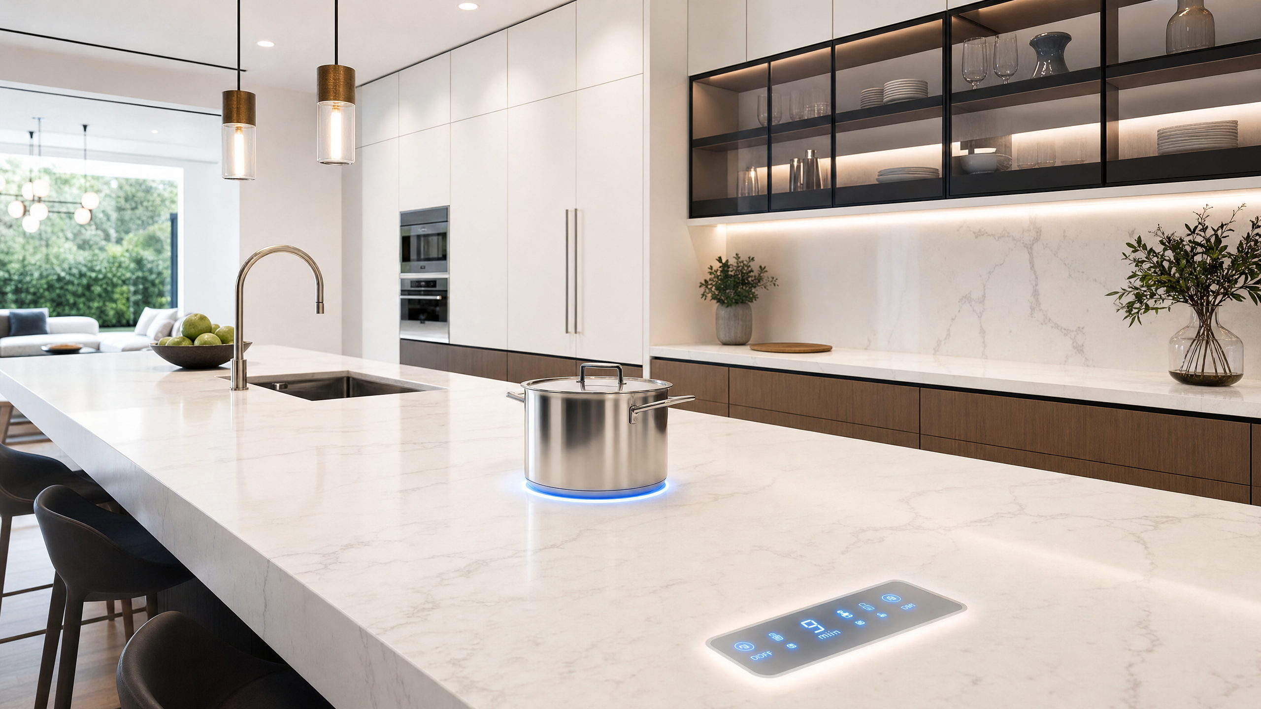 Invisible Induction Cooktop in a Modern Luxury Kitchen