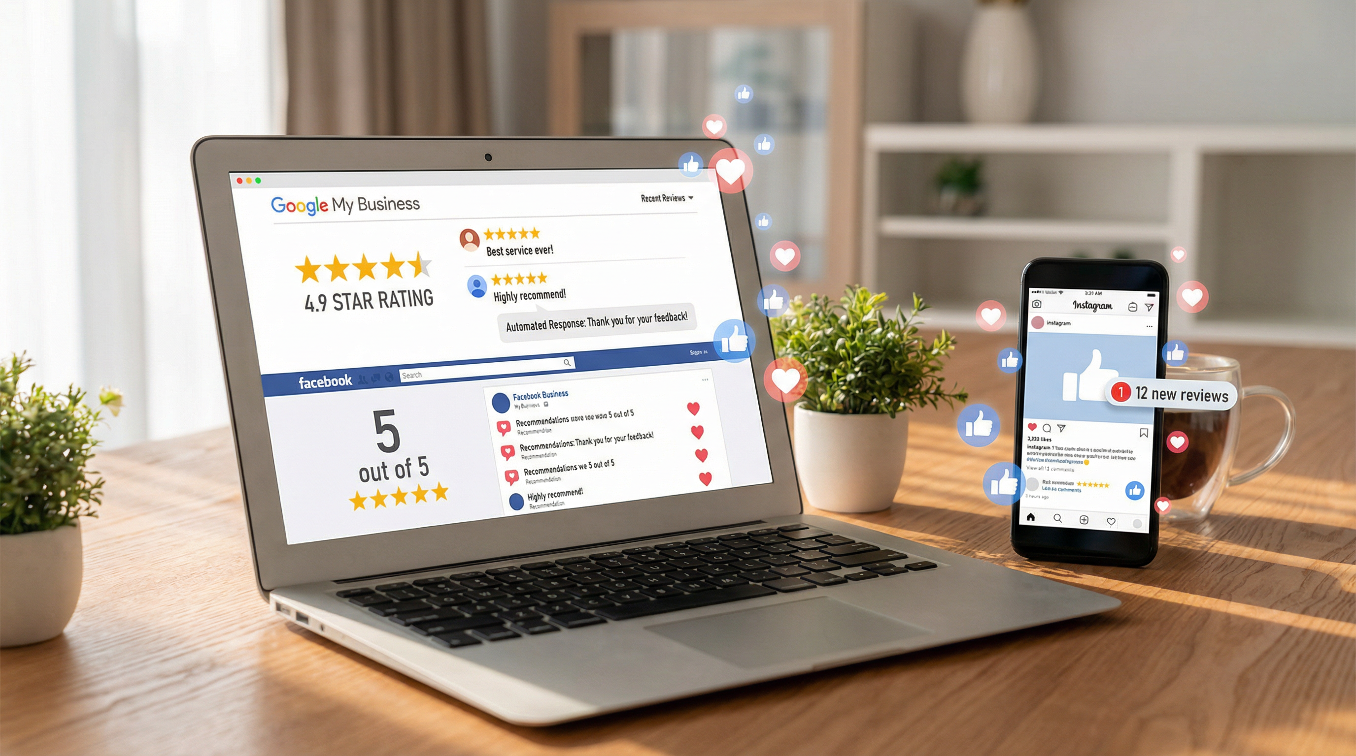 Online reviews and reputation management on multiple devices Online reviews and reputation management on multiple devices