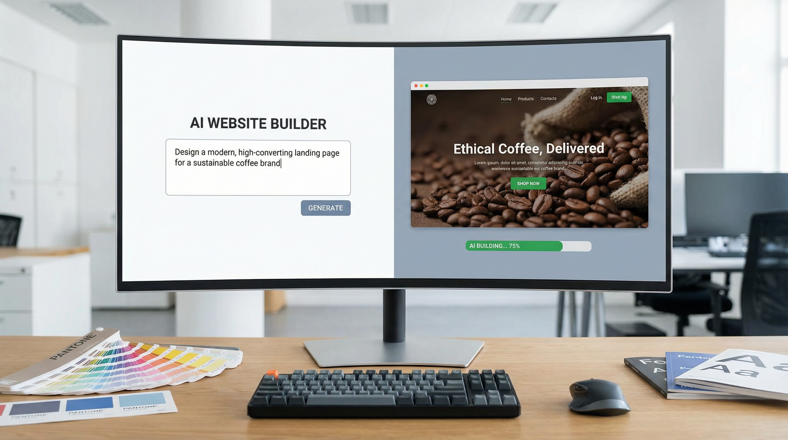 AI website builder creating professional landing page AI website builder creating professional landing page