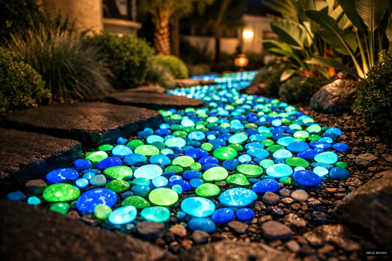 تزيين الحدائق بالأحجار المضيئة
