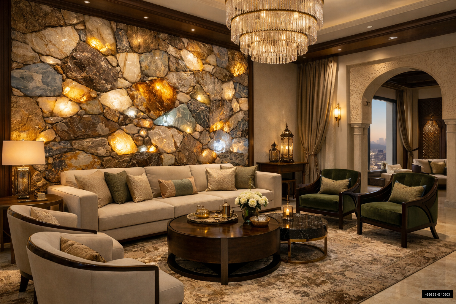 الديكور الداخلي بالأحجار المضيئة