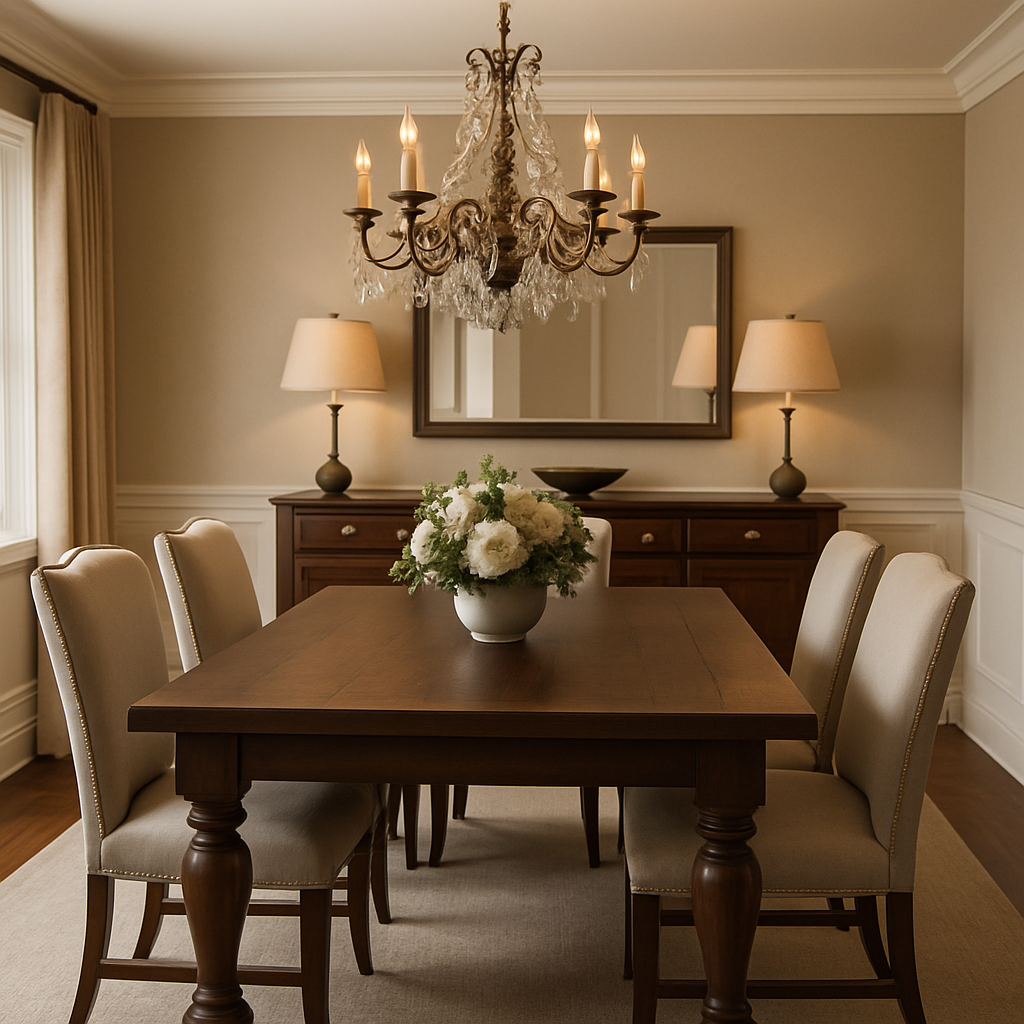 Sala de jantar com decoração atemporal