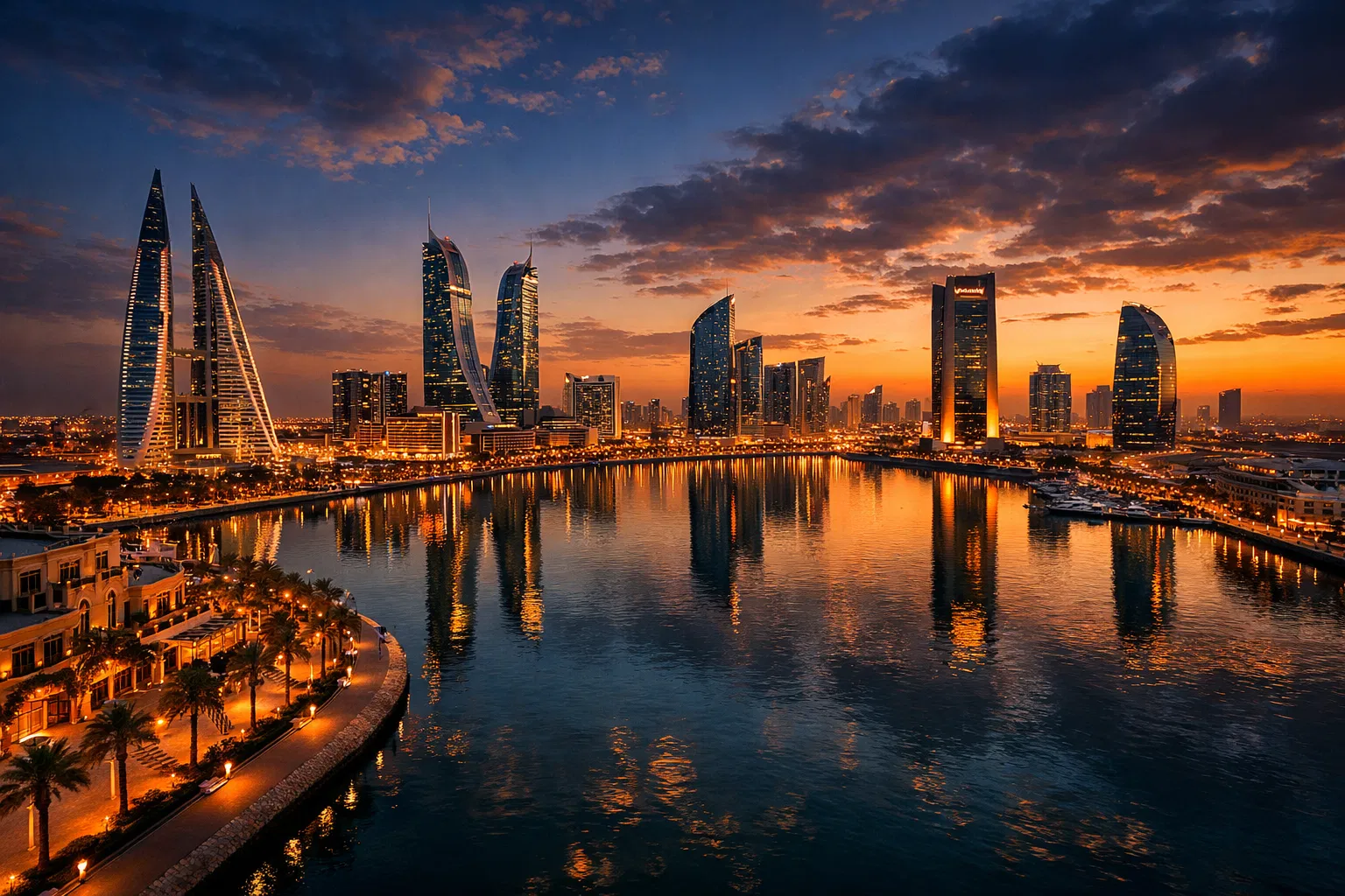 Manama Bahrain Skyline at Dusk