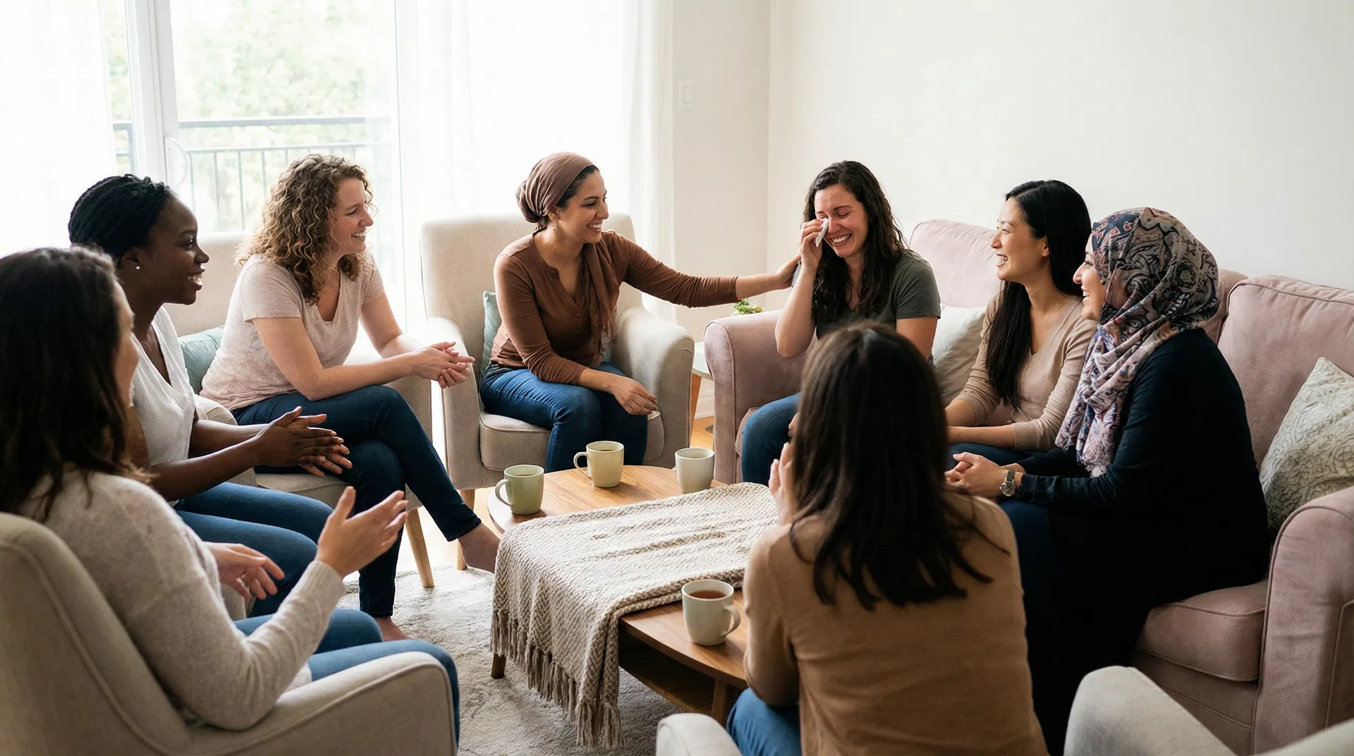 Diverse women in supportive community