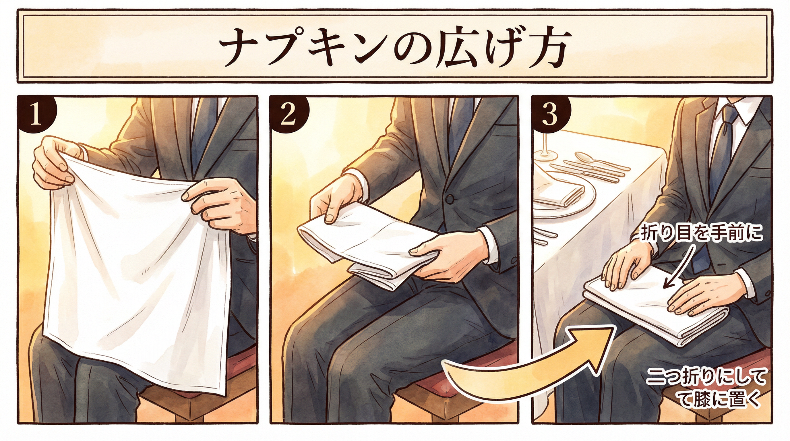 ナプキンの広げ方