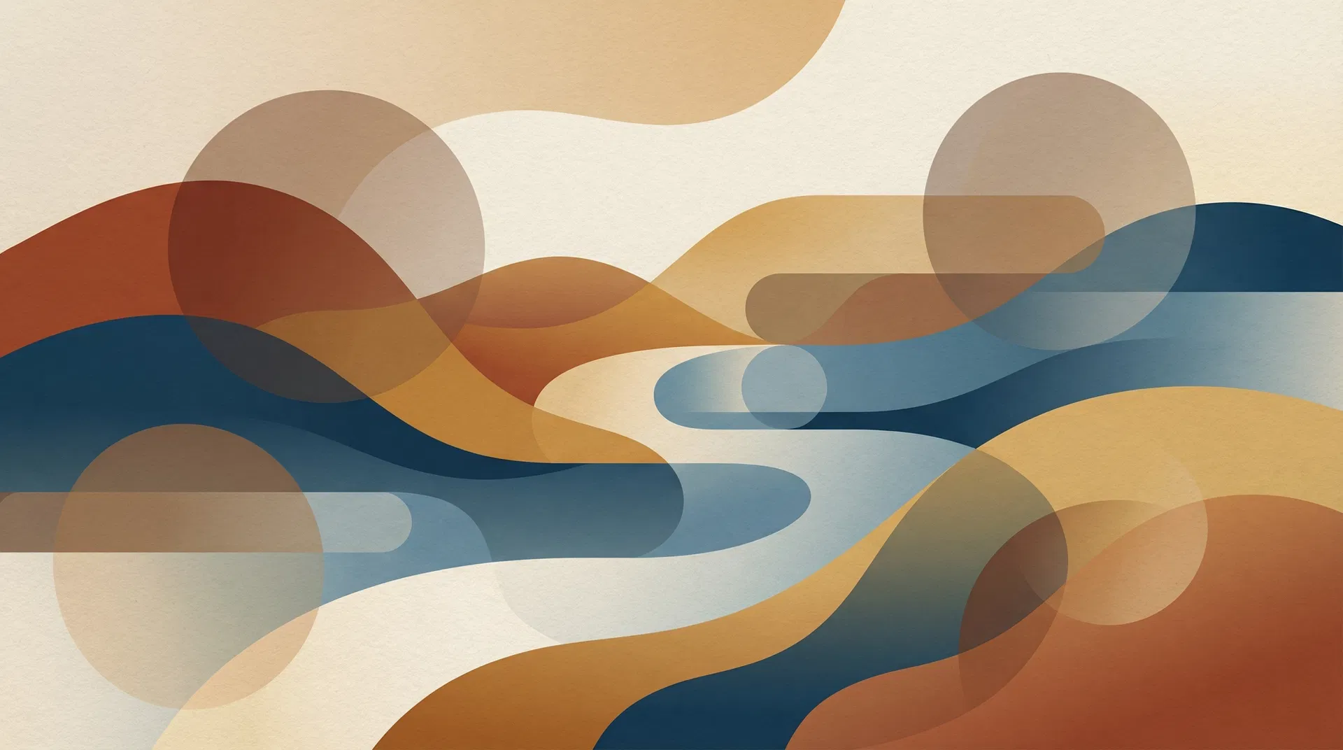 Paysage abstrait d'Europe de l'Est avec formes organiques et couleurs chaudes