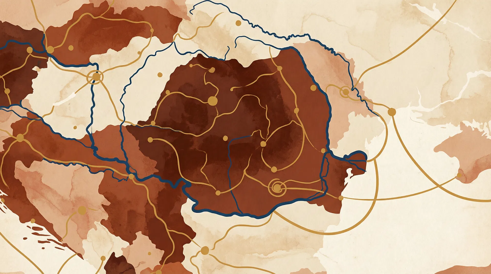 Carte stylisée de la Roumanie et de l'Europe de l'Est montrant nos zones d'intervention