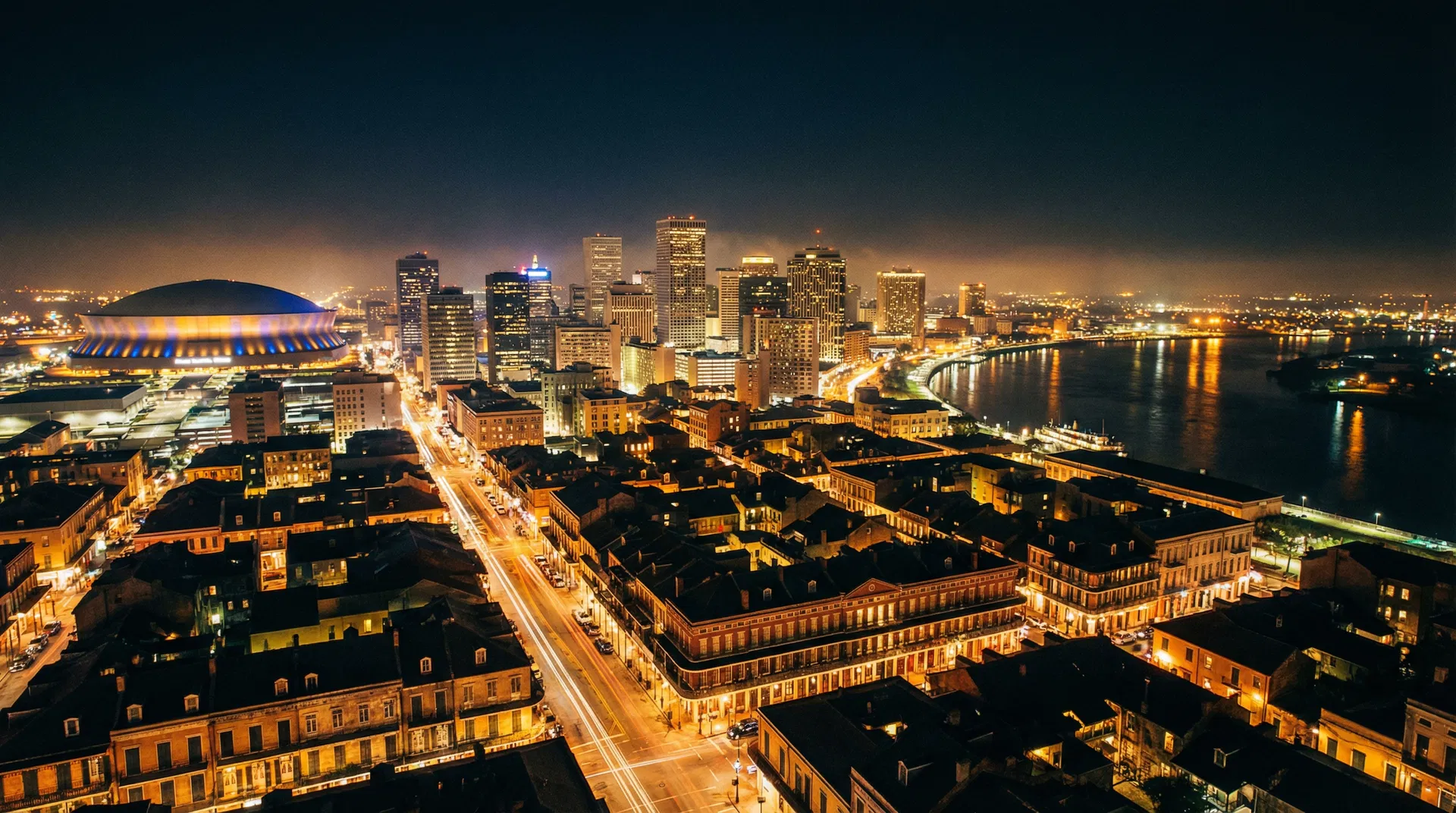 New Orleans skyline at night