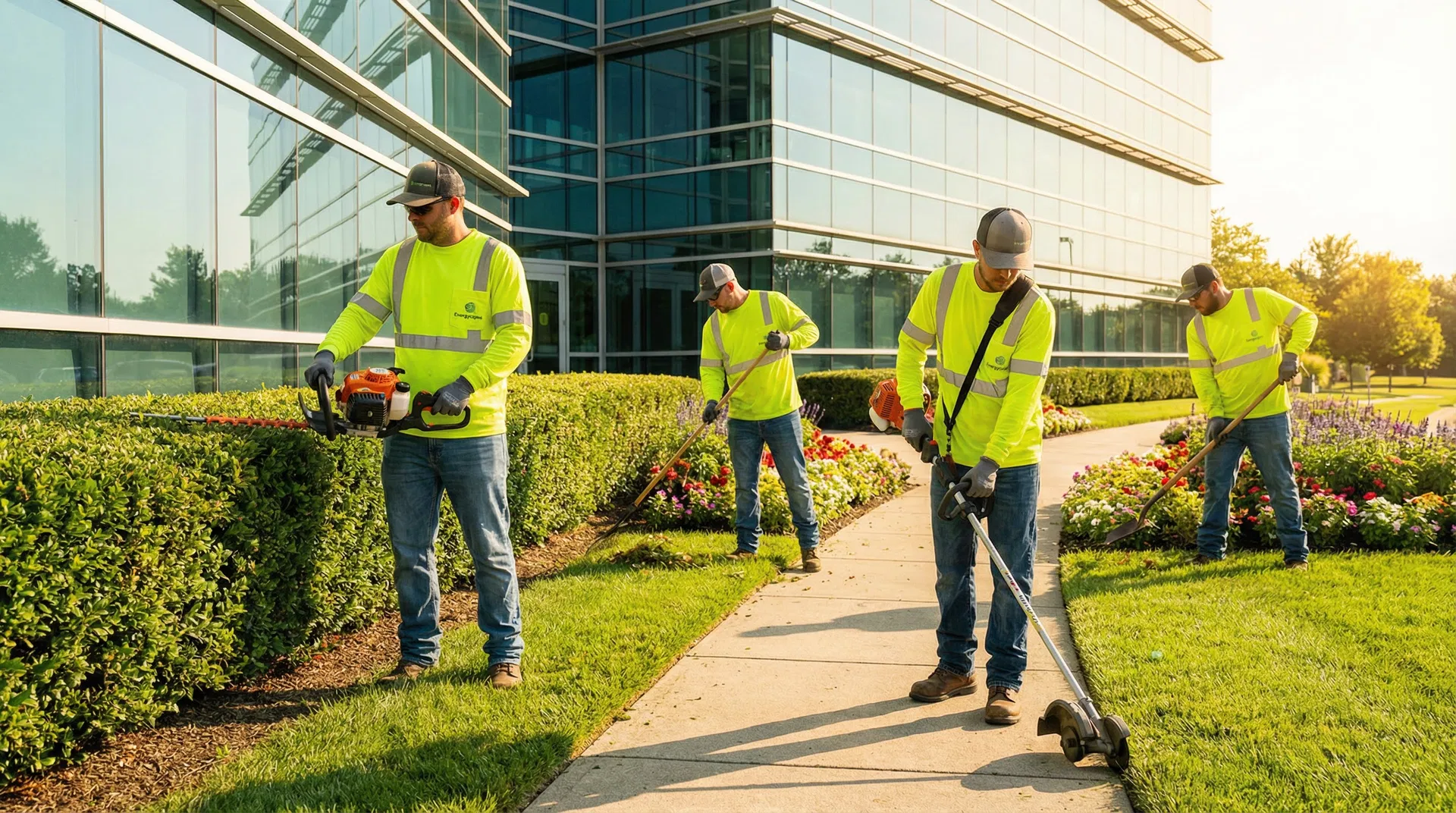 Professional landscape crew at work