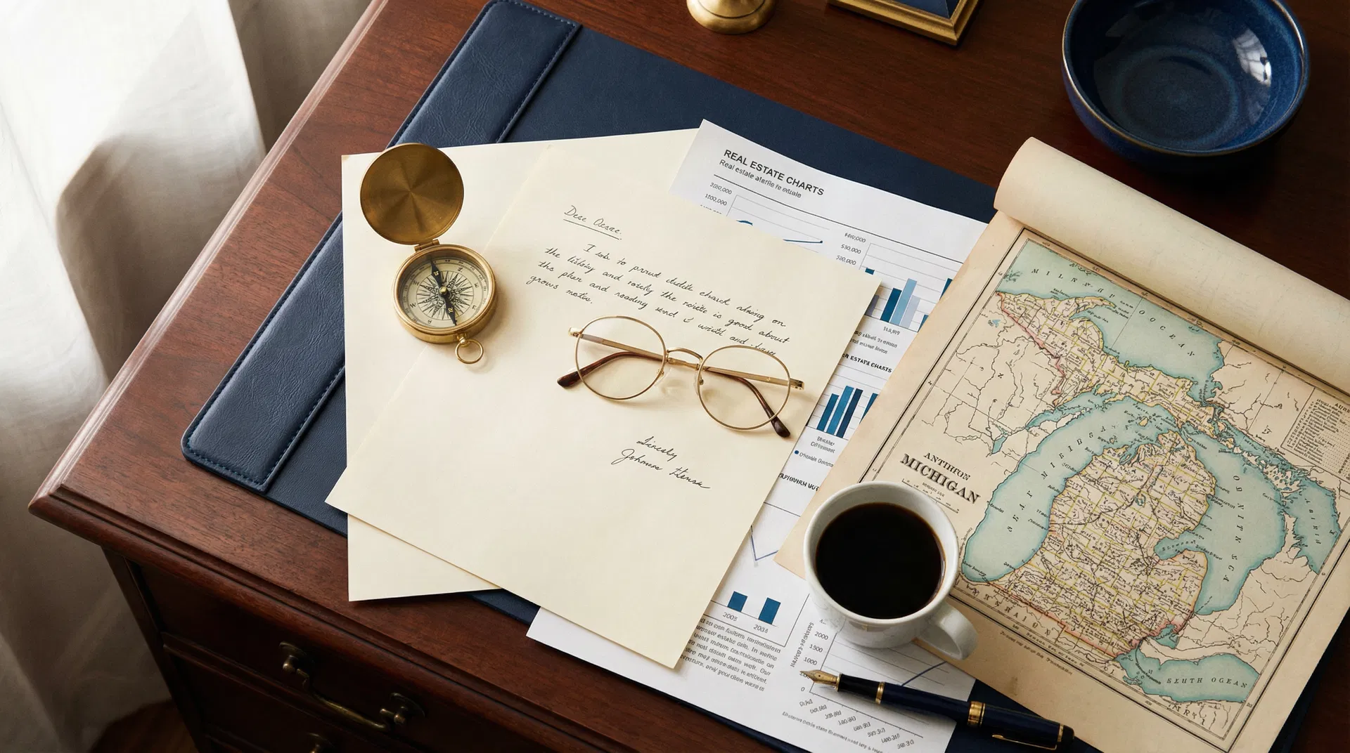 Real estate market analysis desk